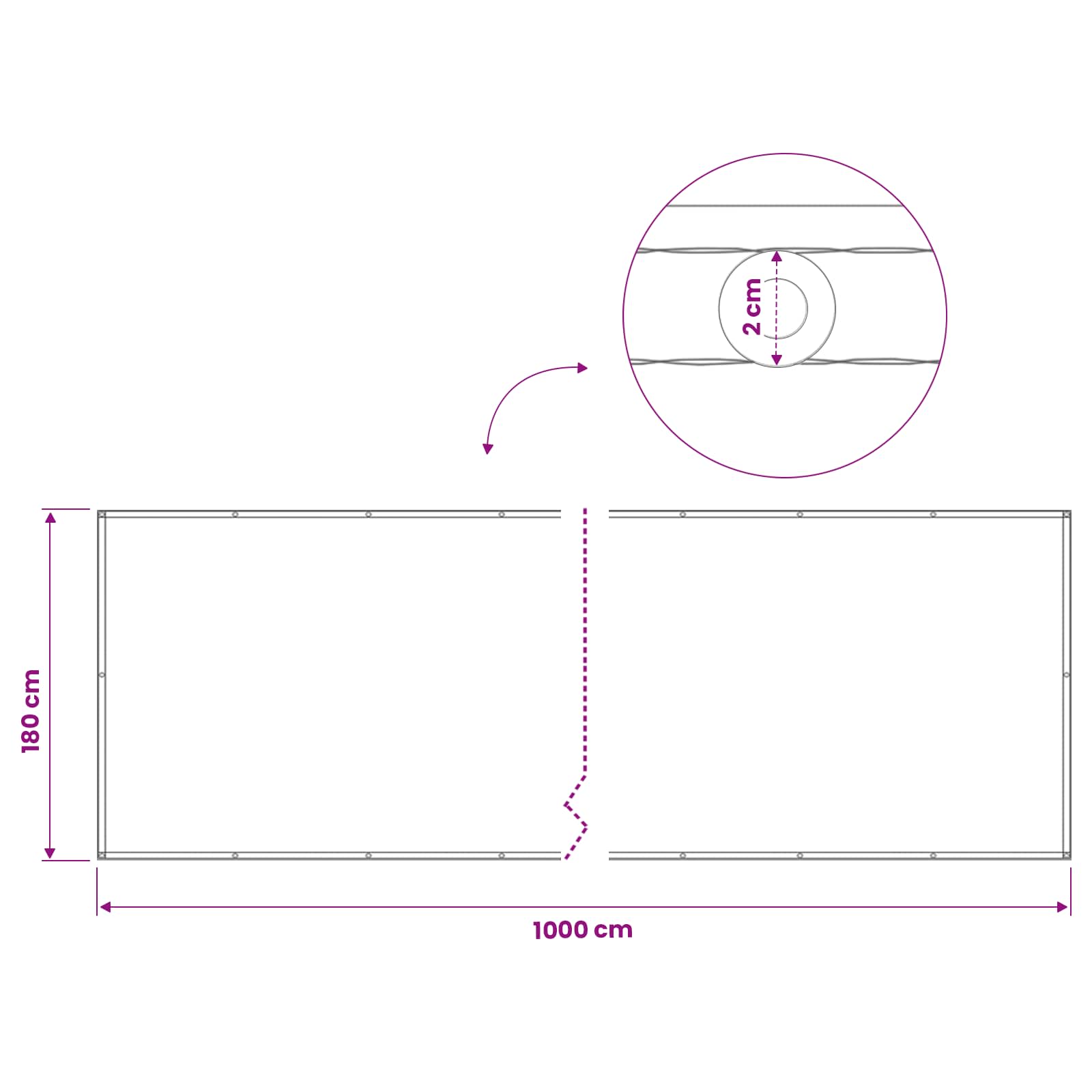Balkono privatumo ekranas 180 x 1000 cm Audinys su PU danga