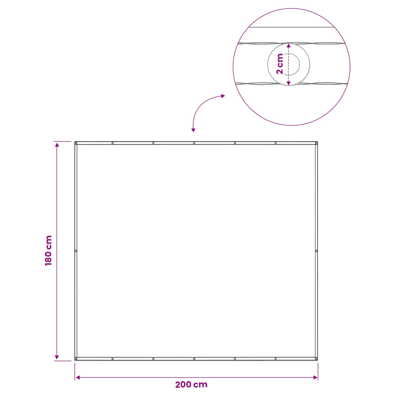 Balkono privatumo ekranas 180 x 200 cm Audinys su PU danga