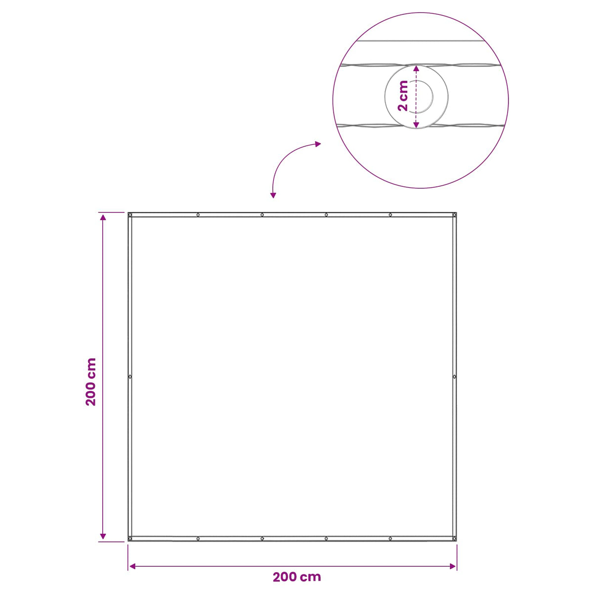 Balkono privatumo ekranas 200 x 200 cm Audinys su PU danga