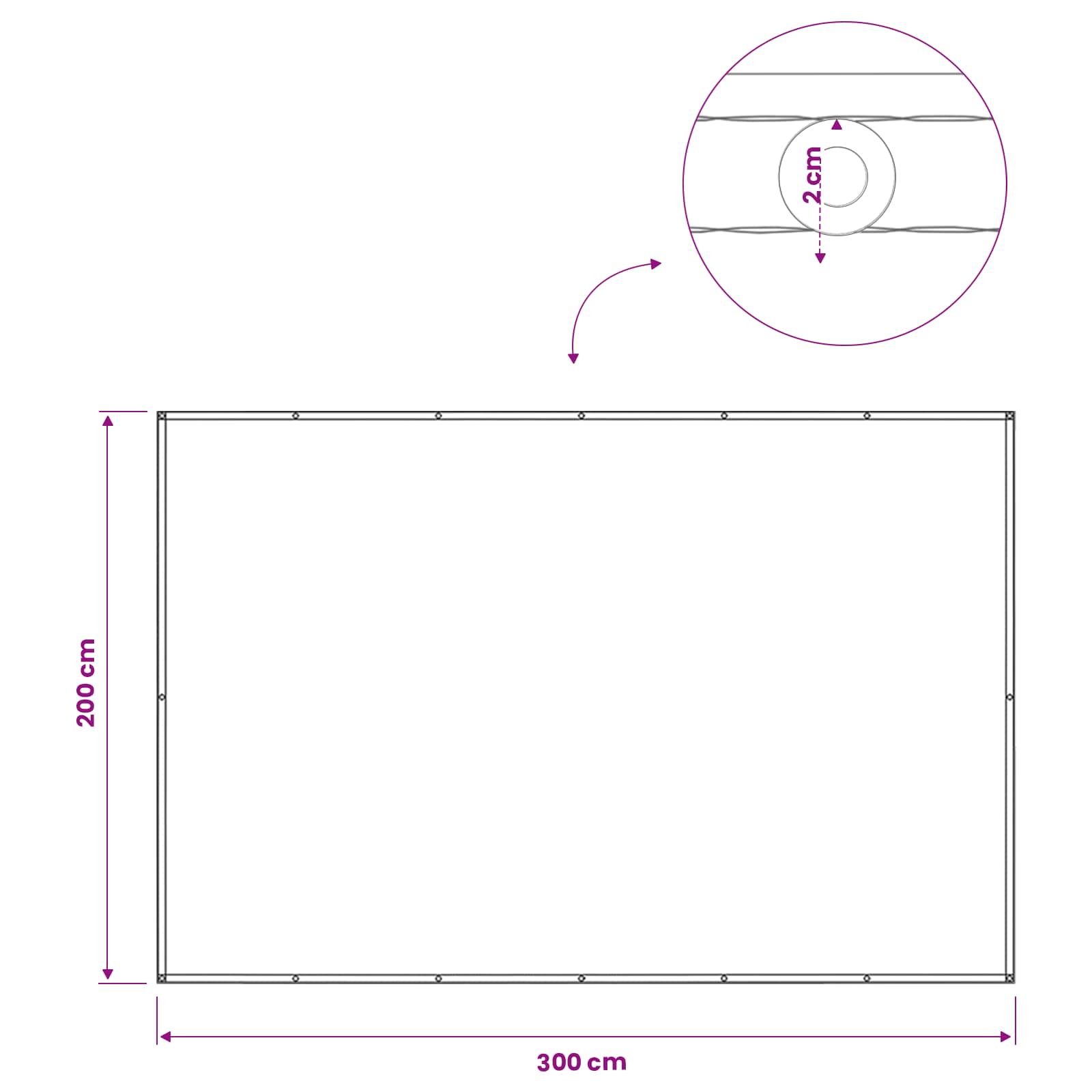 Balkono privatumo ekranas 200 x 300 cm Audinys su PU danga