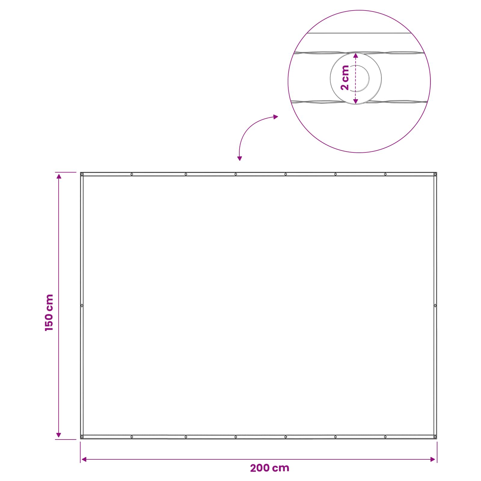 Balkono privatumo ekranas 150 x 200 cm Audinys su PU danga