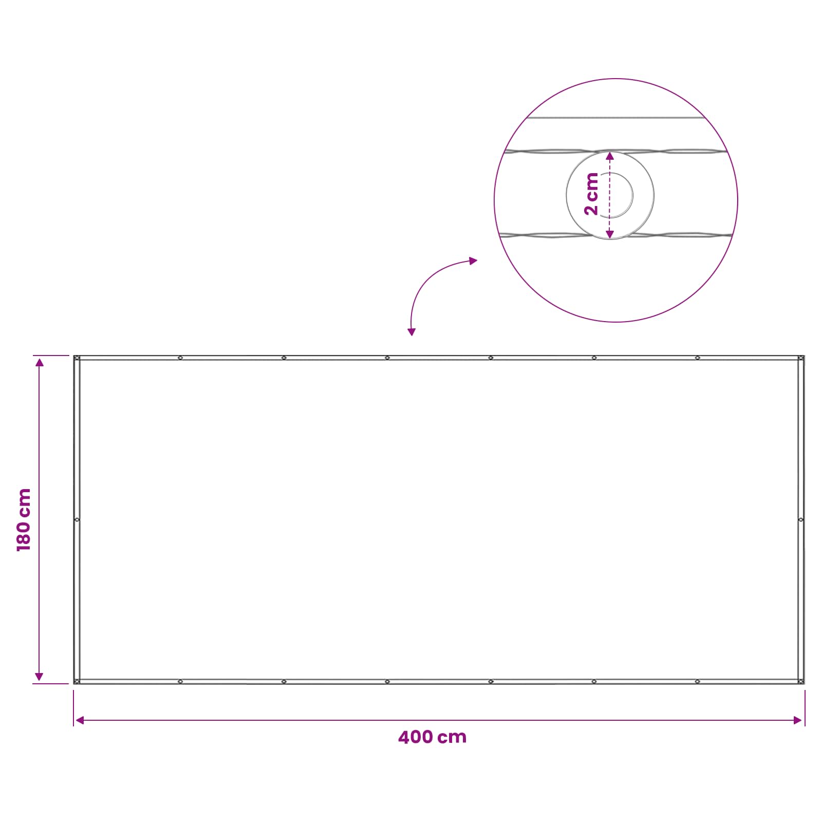 Balkono privatumo ekranas 180 x 400 cm Audinys su PU danga