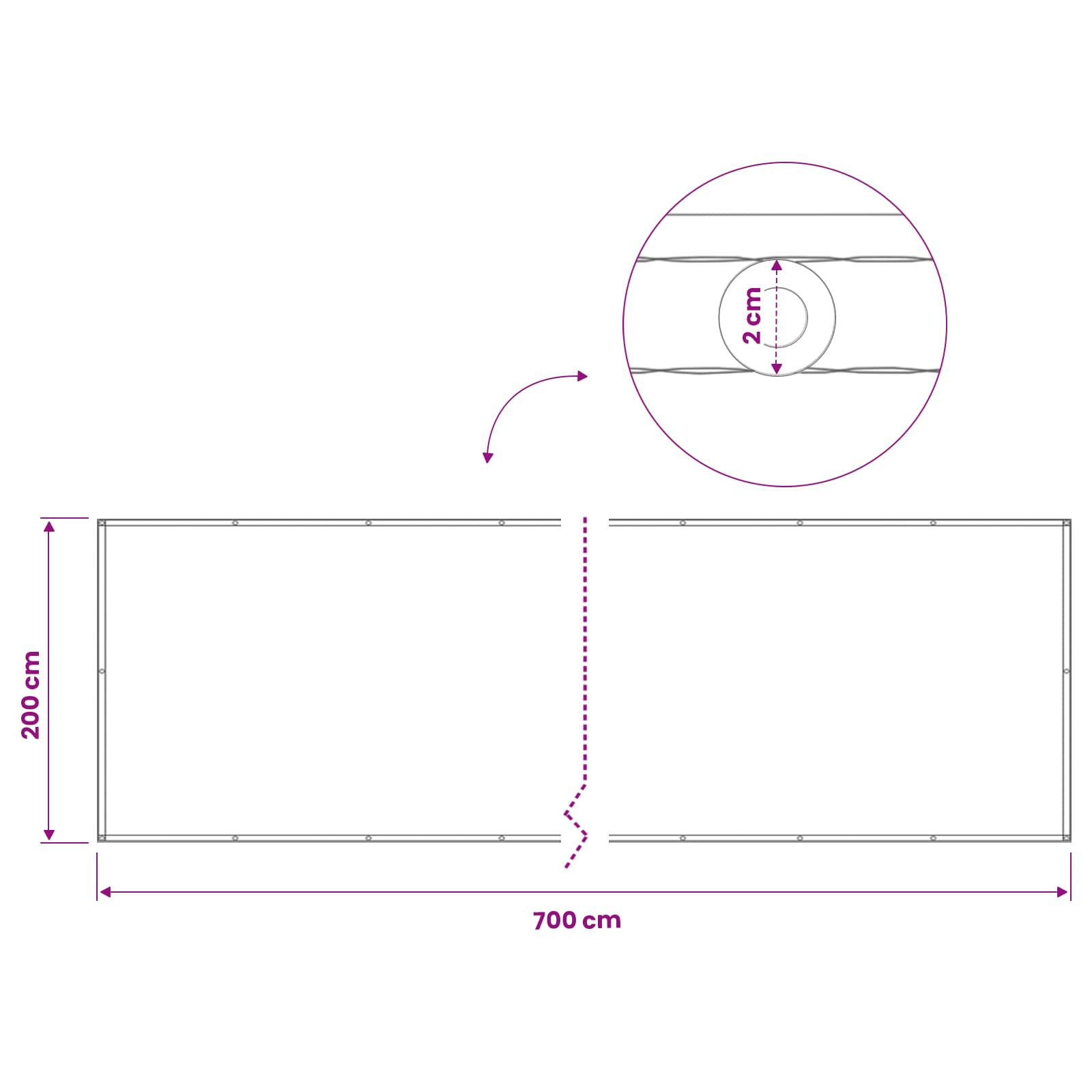 Balkono privatumo ekranas 200 x 700 cm Audinys su PU danga