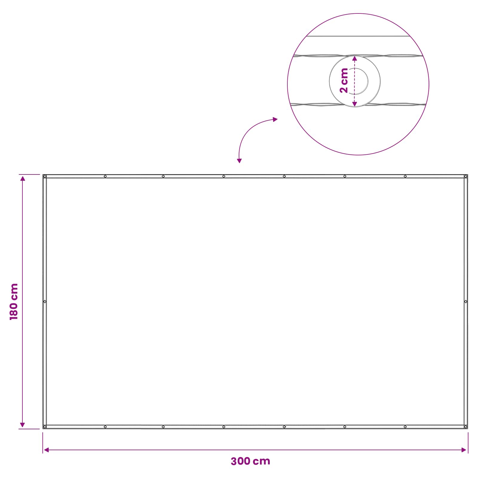Balkono privatumo ekranas 180 x 300 cm Audinys su PU danga