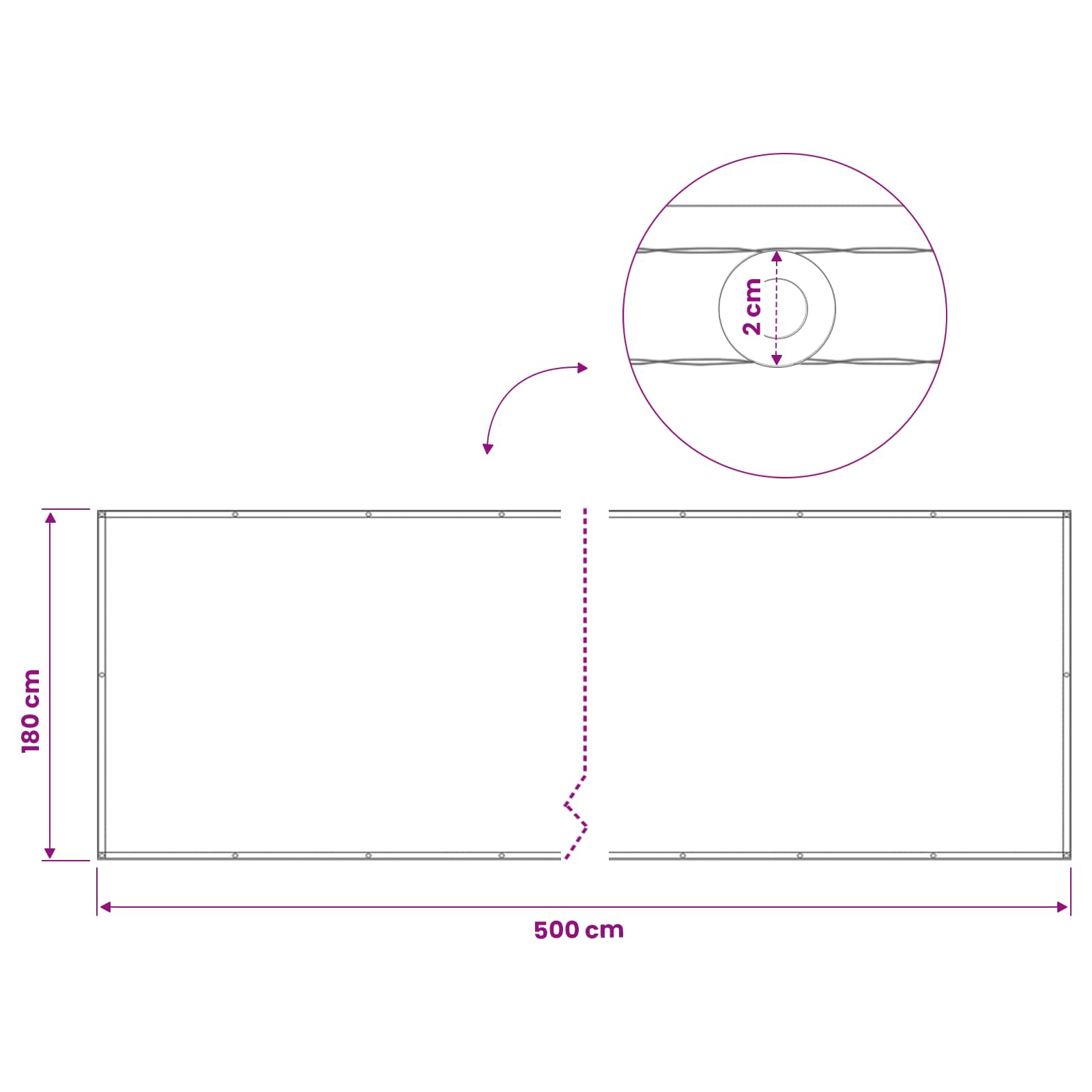 Balkono privatumo ekranas 180 x 500 cm Audinys su PU danga