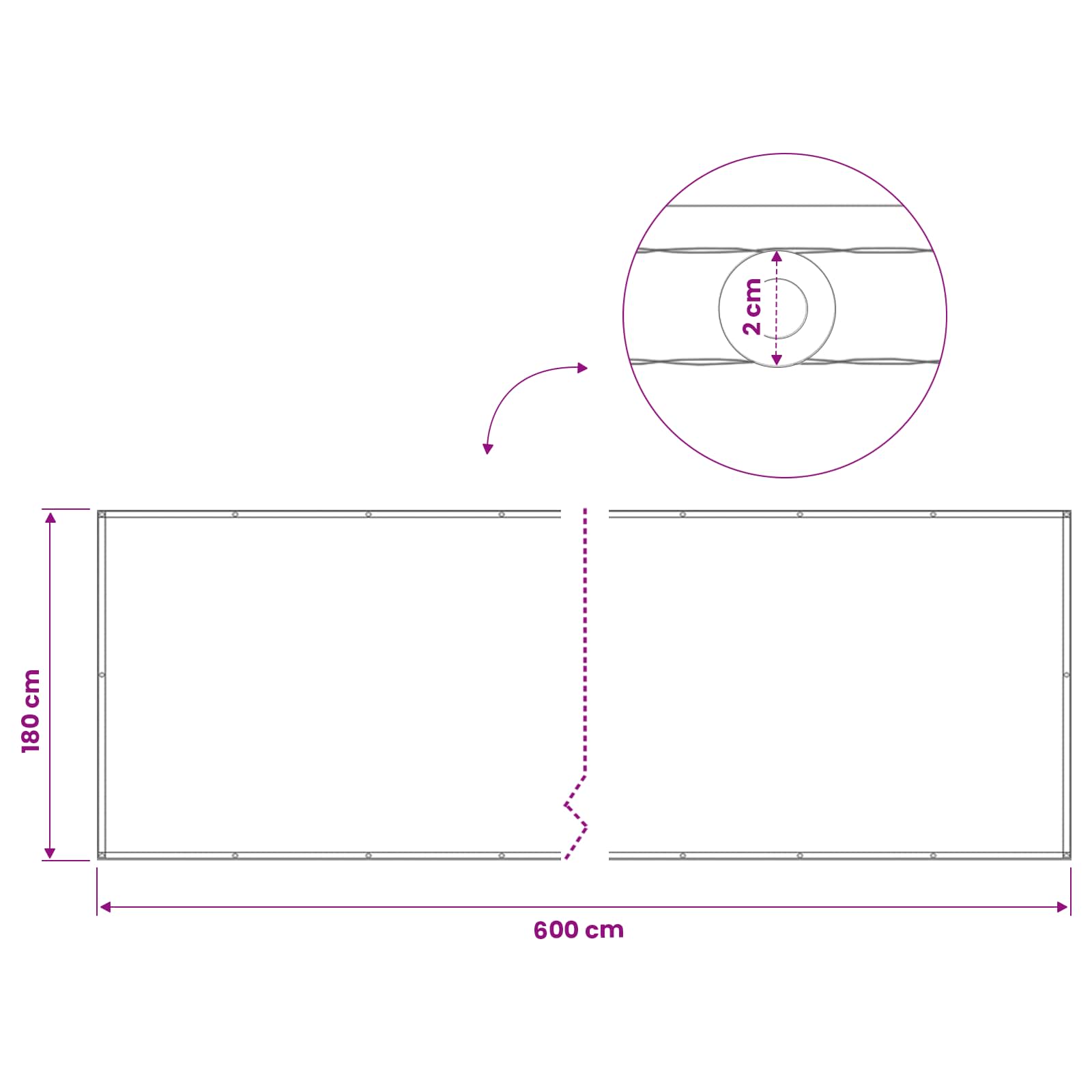 Balkono privatumo ekranas 180 x 600 cm Audinys su PU danga