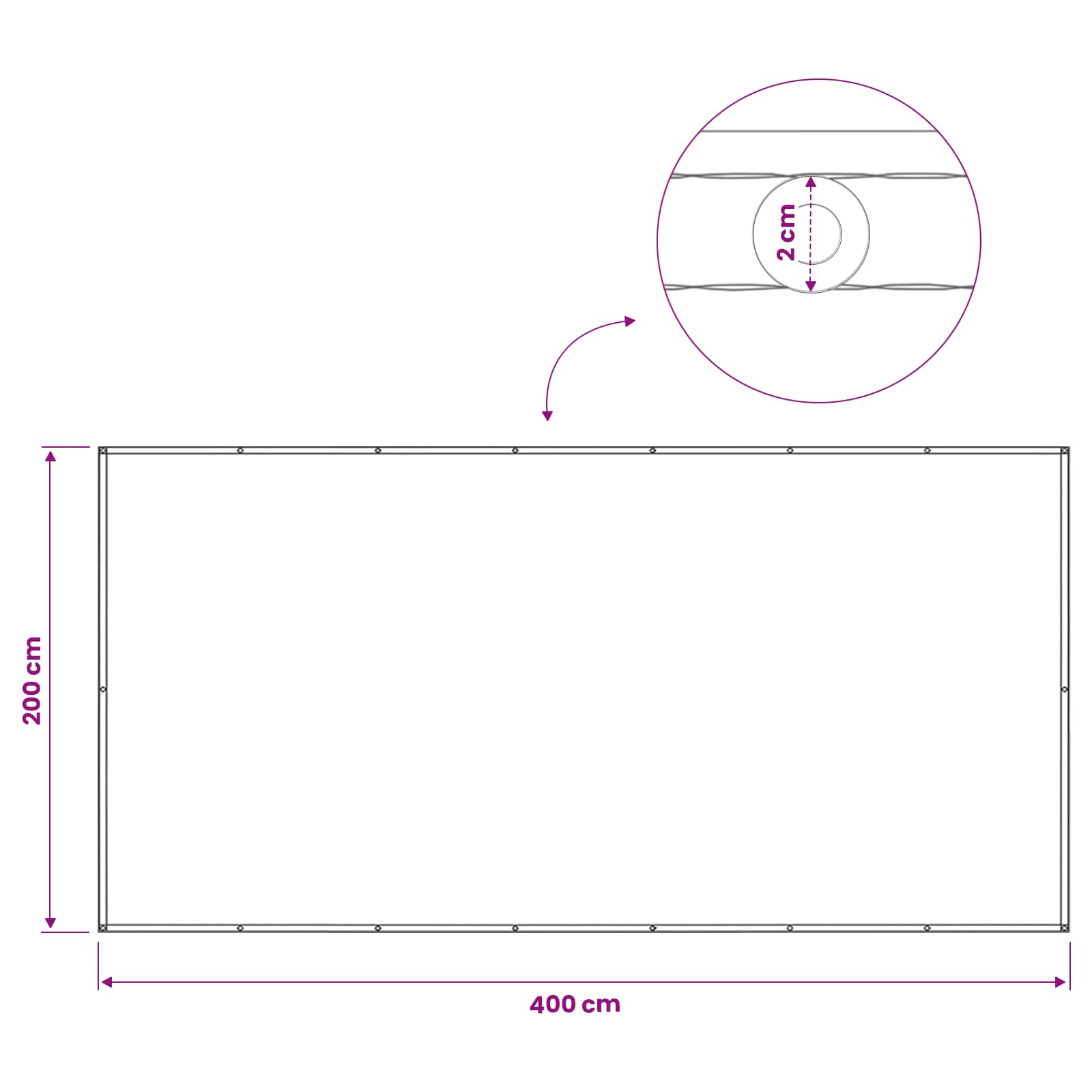 Balkono privatumo ekranas 200 x 400 cm Audinys su PU danga