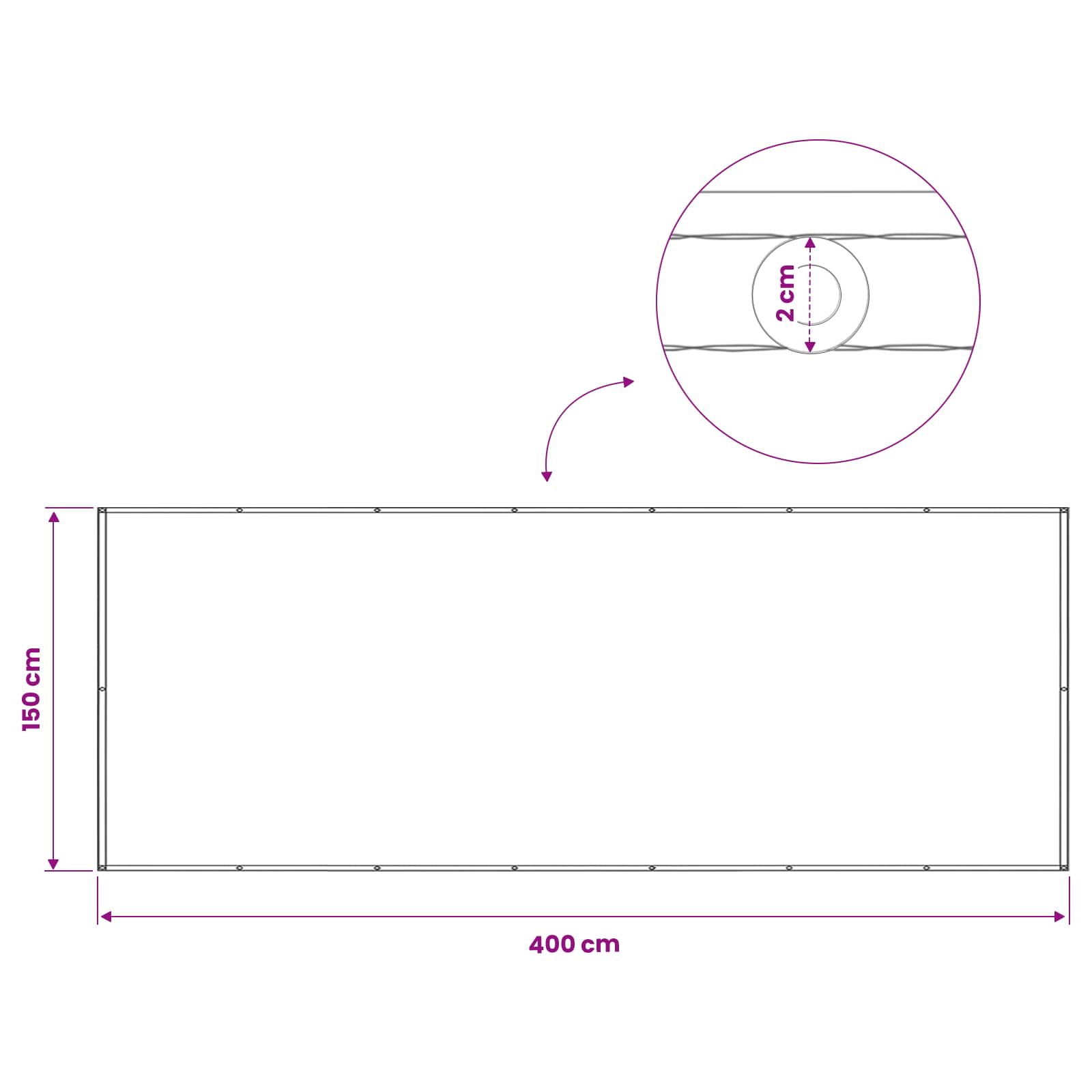 Balkono privatumo ekranas 150 x 400 cm Audinys su PU danga