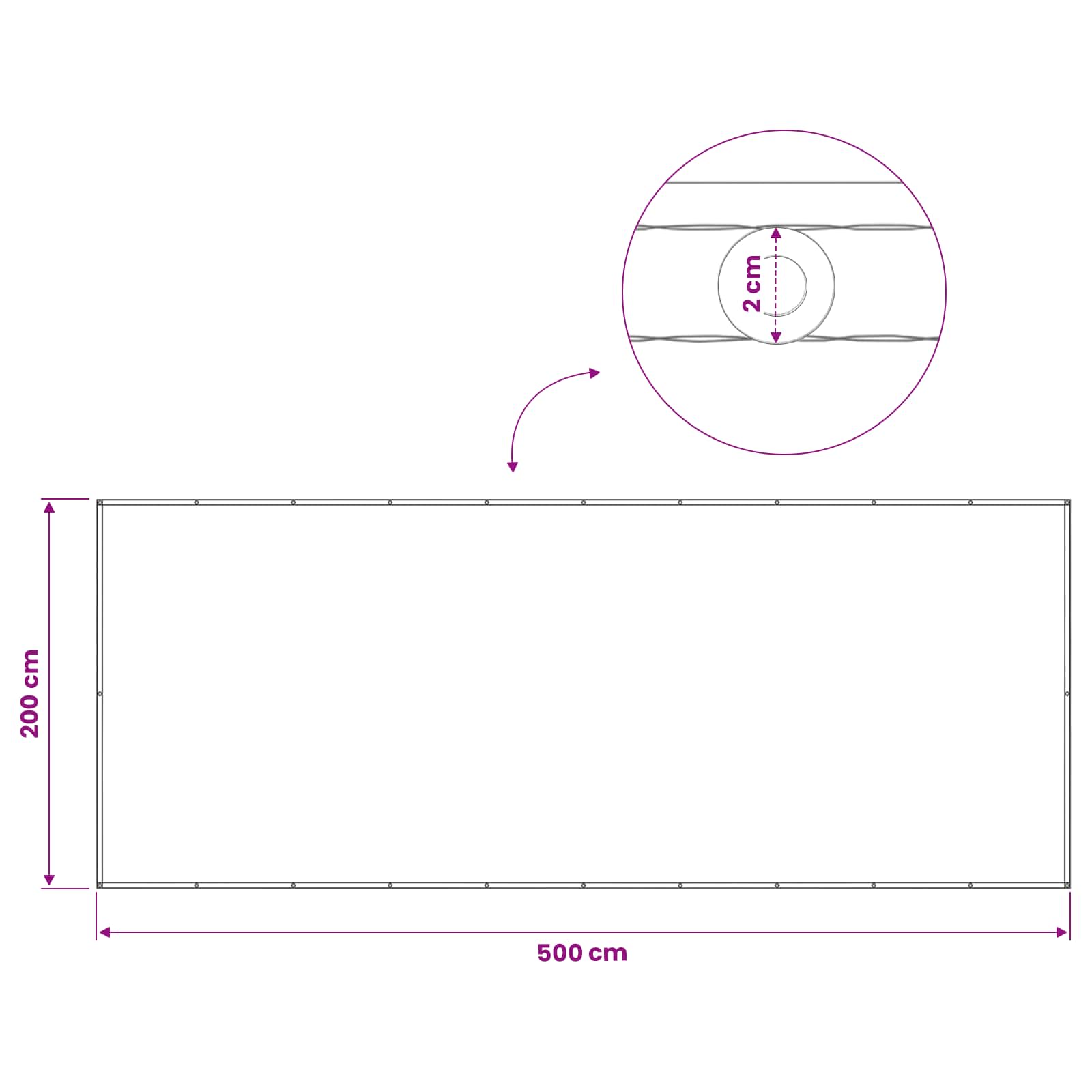Balkono privatumo ekranas 200 x 500 cm Audinys su PU danga Ruda