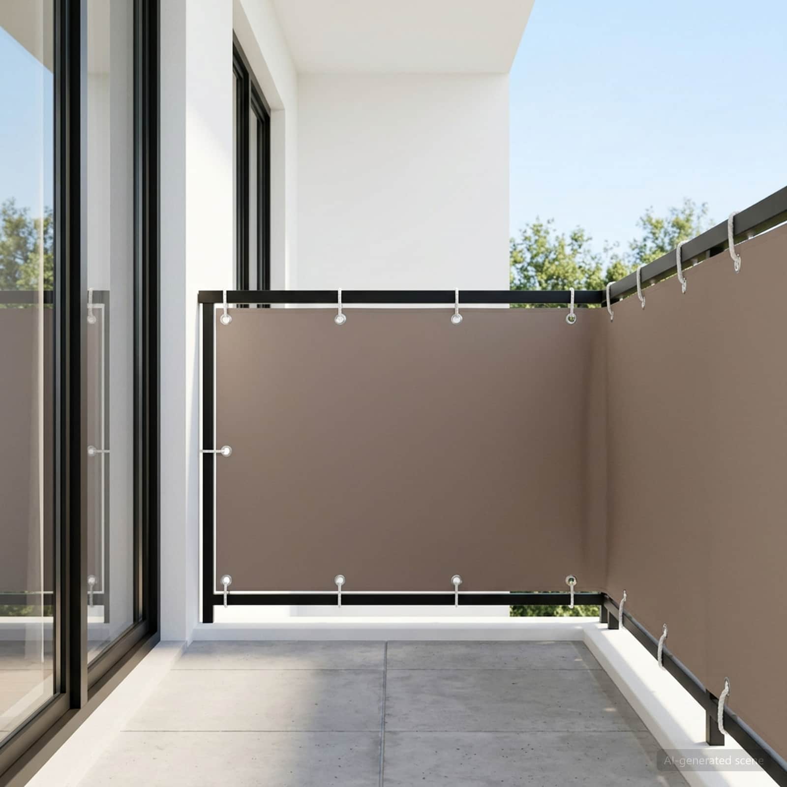 Balkono privatumo ekranas 1,5 x 15 m Audinys su PU danga Taupe