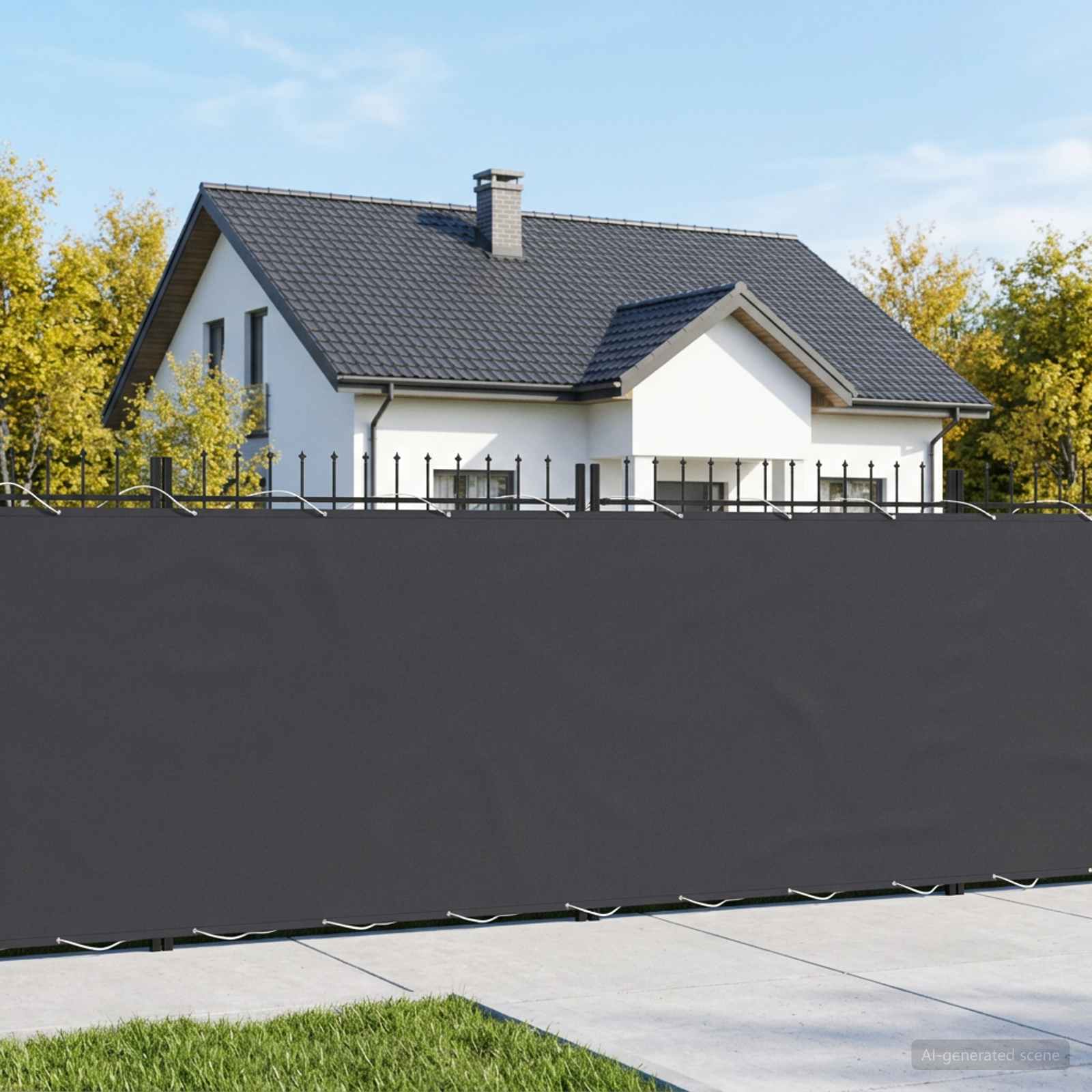 Balkono privatumo ekranas 1,5 x 15 m Audinys su PU danga Juoda