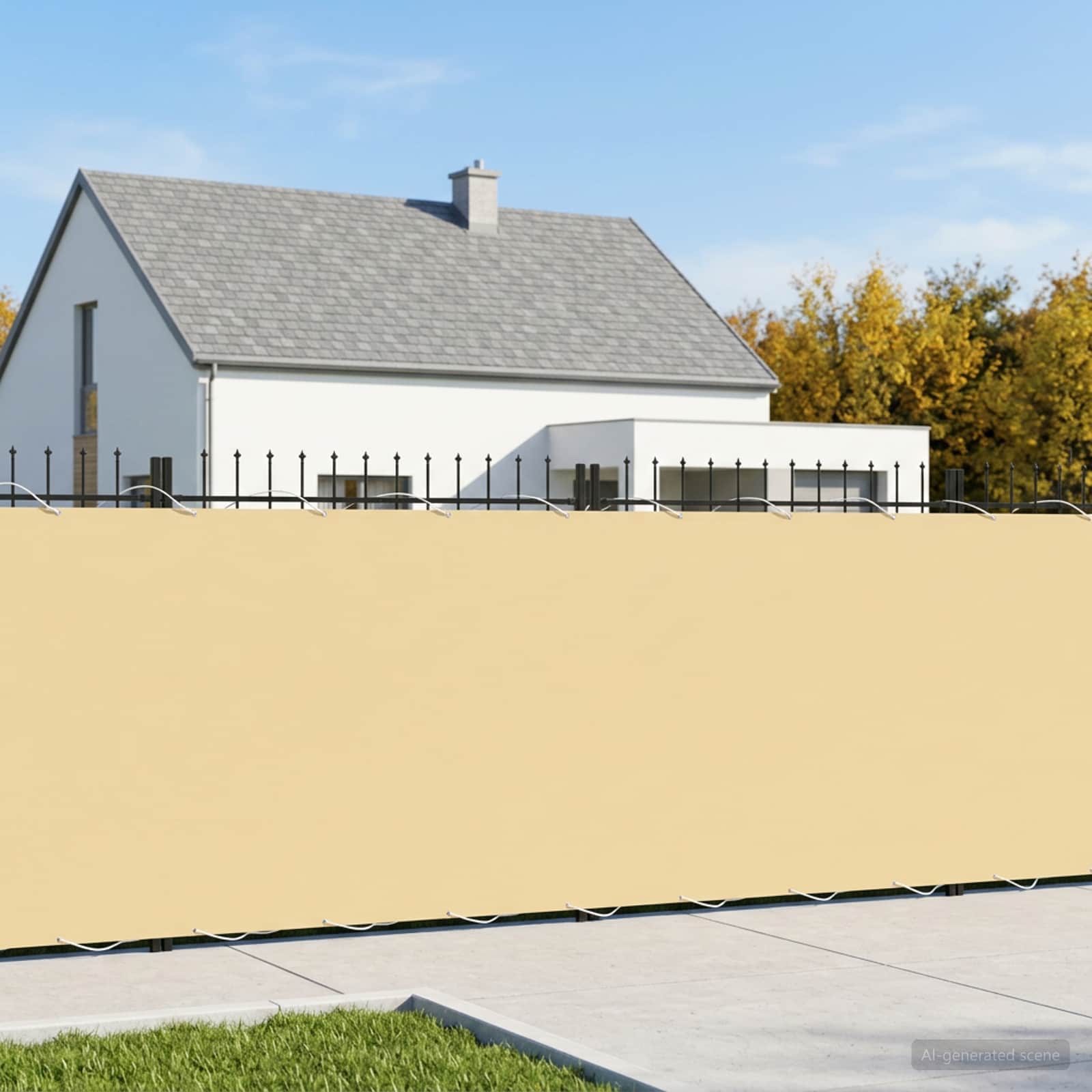 Balkono privatumo ekranas 1,5 x 25 m Audinys su PU danga Smėlio