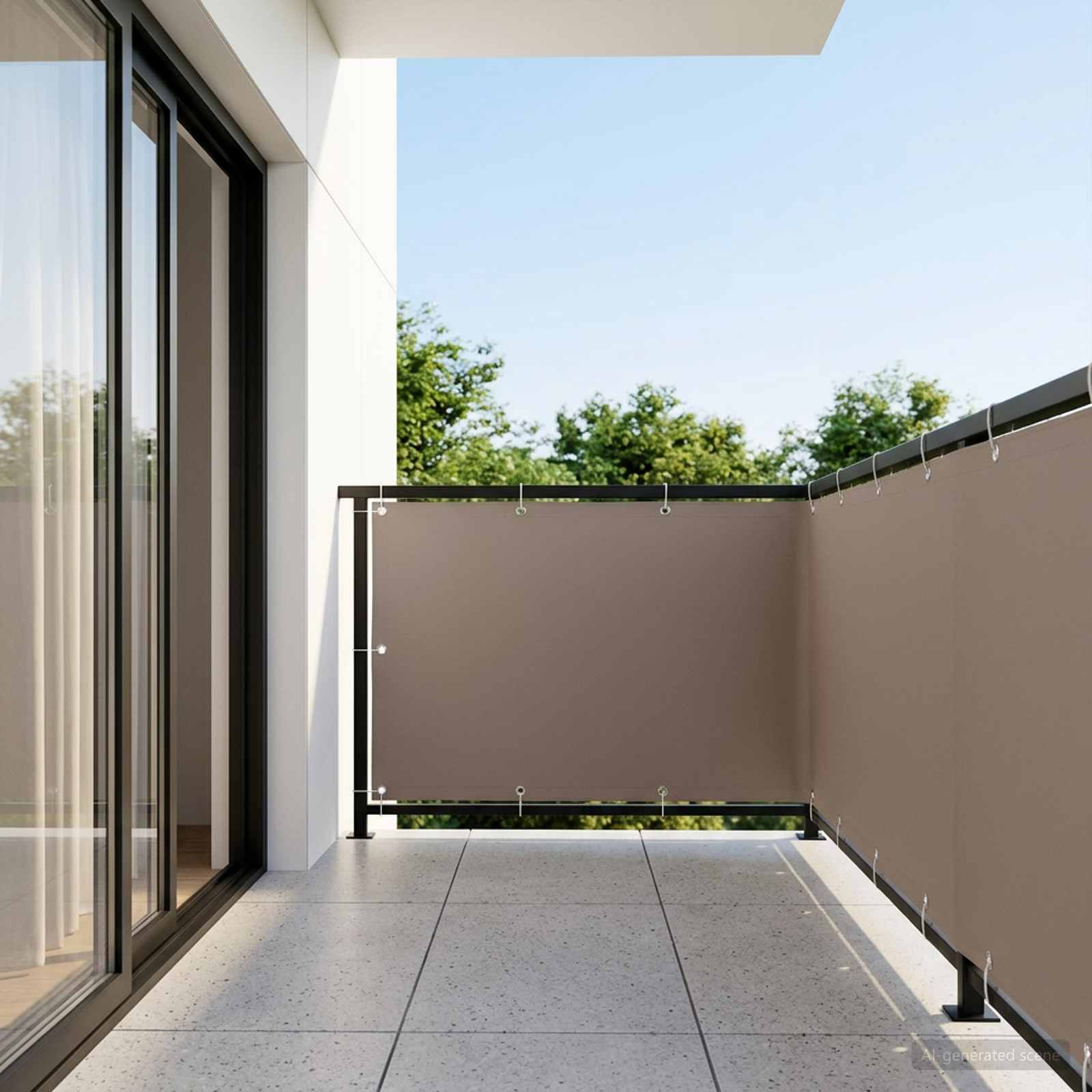 Balkono privatumo ekranas 1,5 x 25 m Audinys su PU danga Taupe