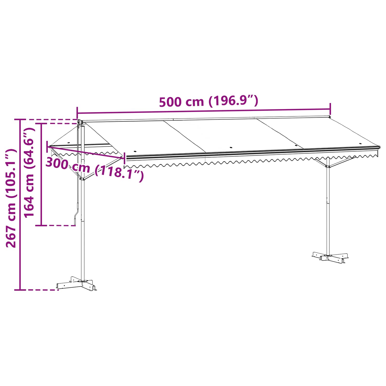 Atvira markizė Pilka 5 x 3 m Poliesteris