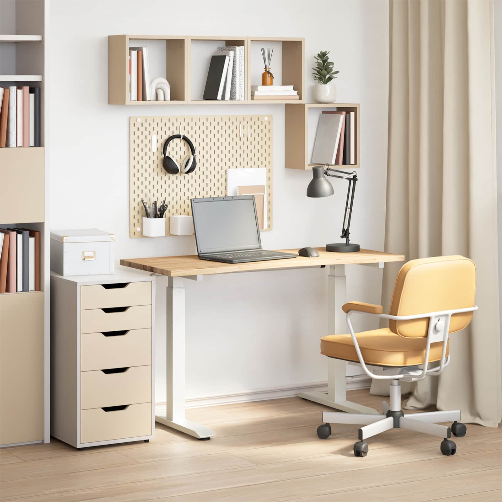 Table White and Natural 120 x 60 cm Solid Oak Wood