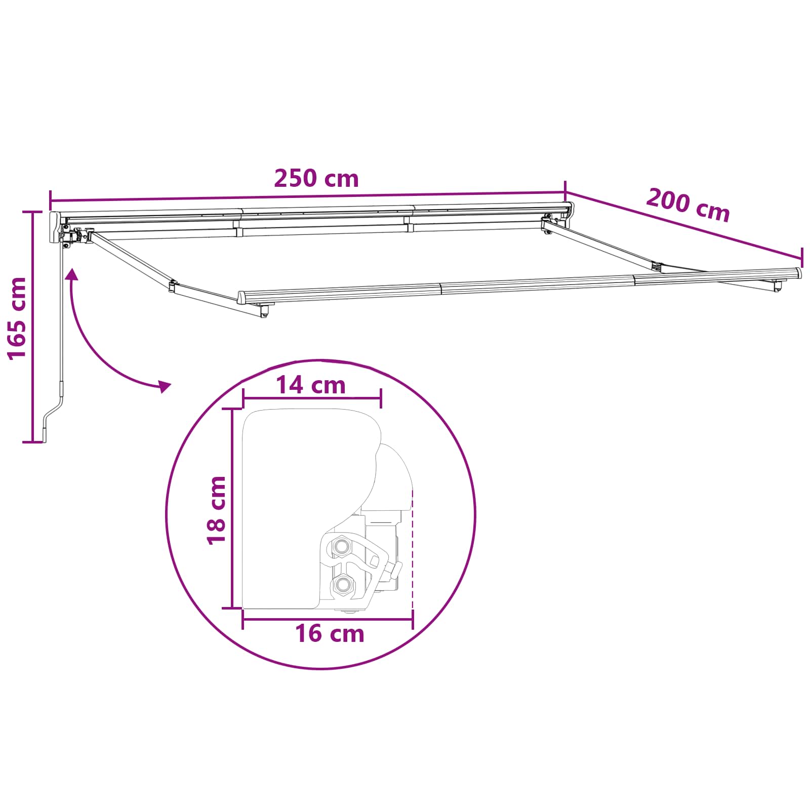 Ištraukiama markizė Smėlio 2,5 x 2 m Poliesteris ir aliuminis
