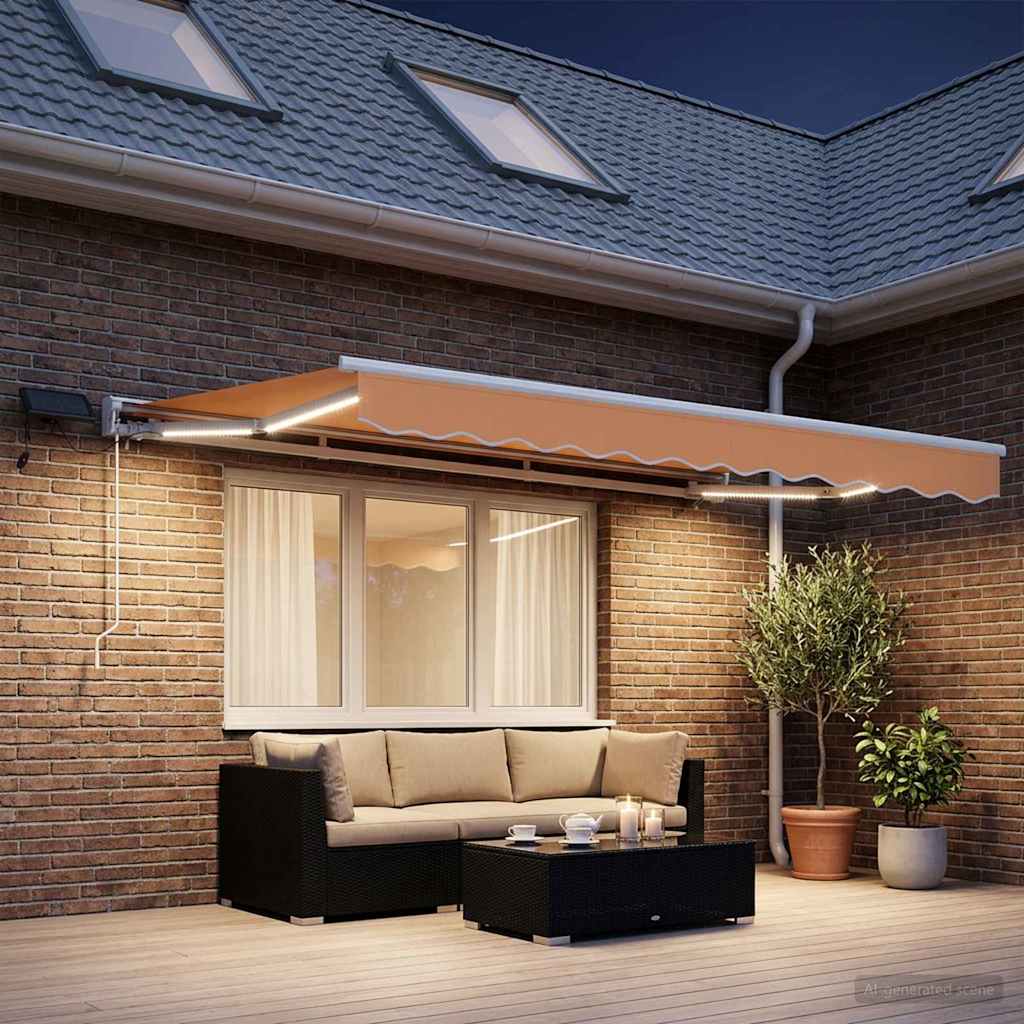 Rankinis markizės rėmas su LED Smėlio 3,5 x 2 m