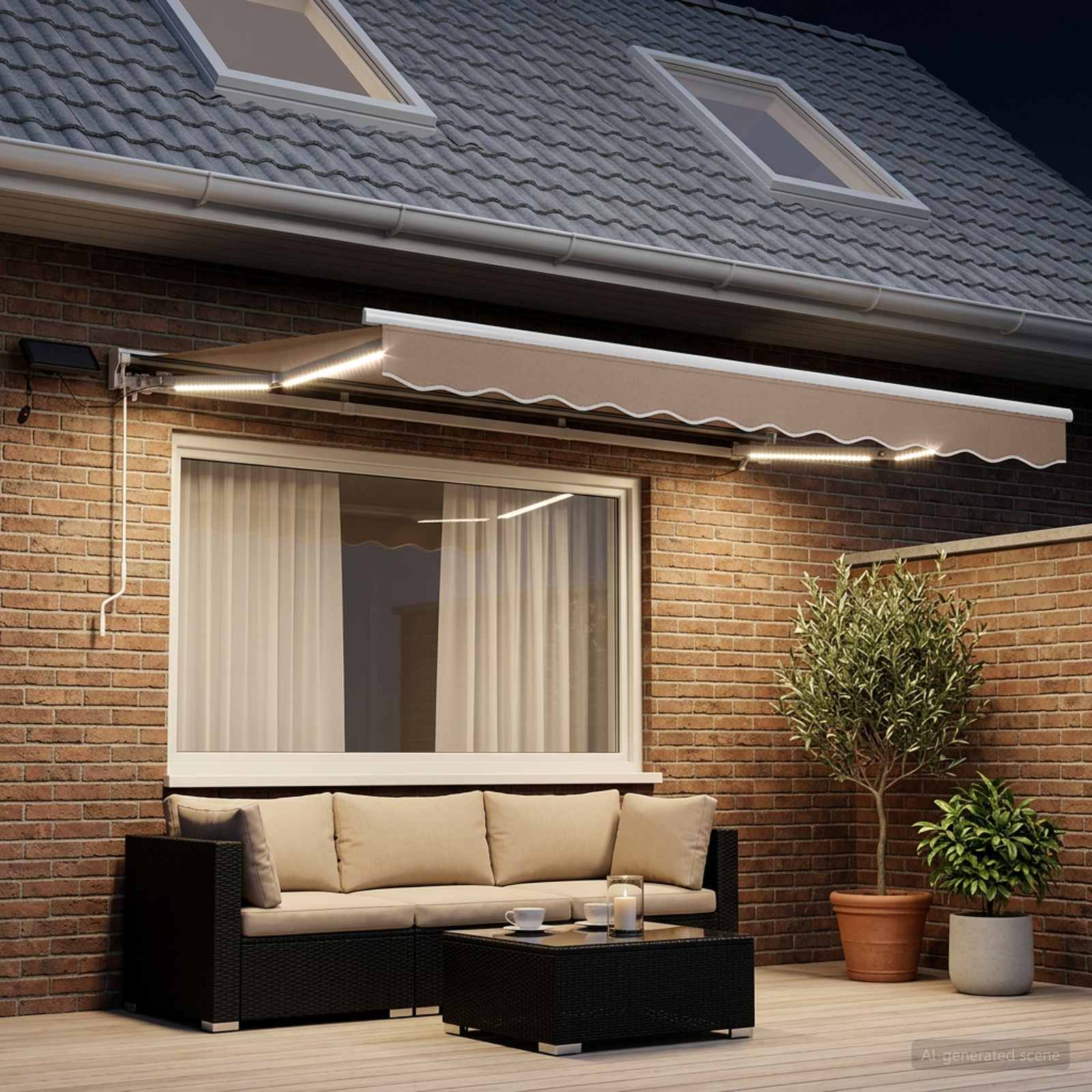 Rankinis markizės rėmas su LED Taupe 2,5 x 2 m