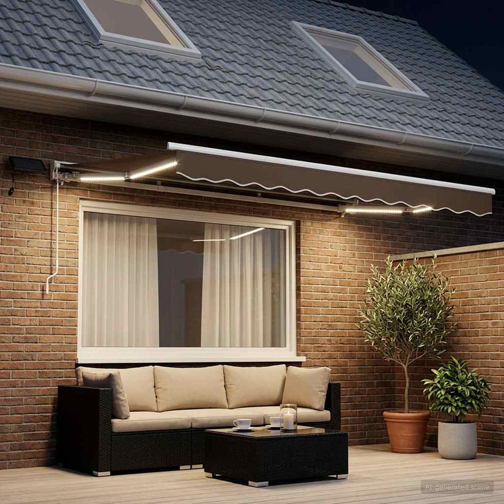 Rankinis markizės rėmas su LED Taupe 3 x 2,5 m