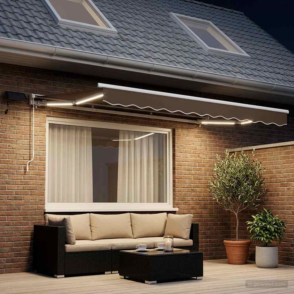 Rankinis markizės rėmas su LED Taupe 3 x 2 m