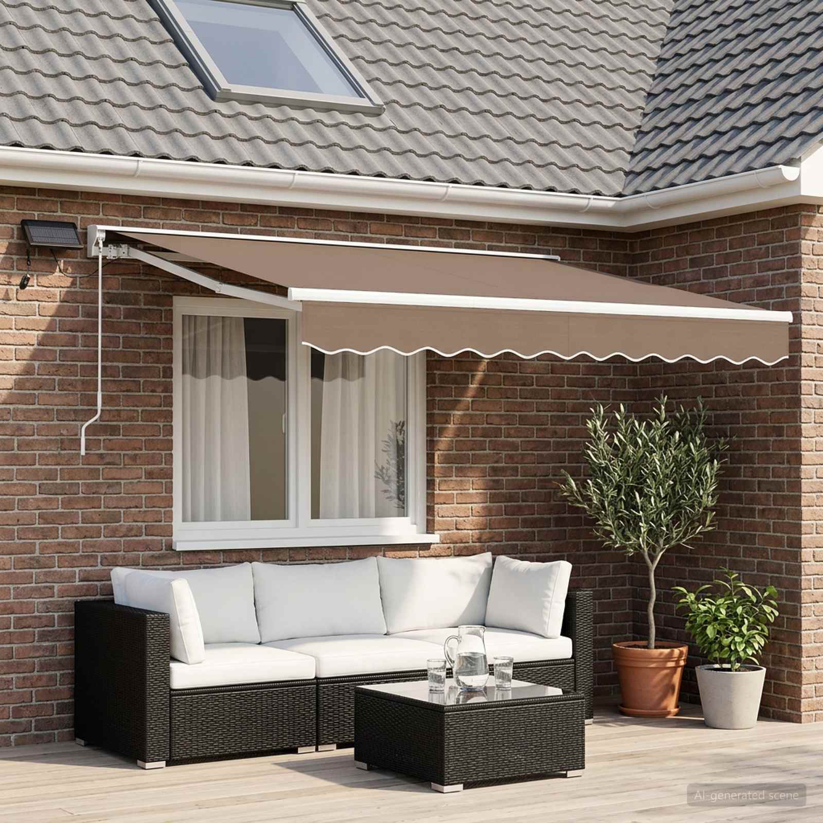 Rankinis markizės rėmas su LED Taupe 2,5 x 2 m