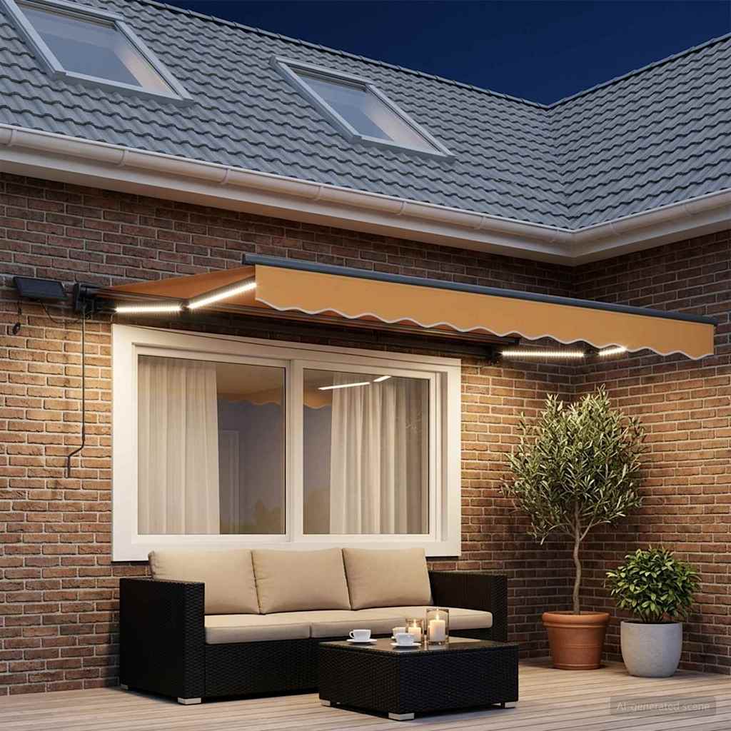 Rankinis markizės rėmas su LED Smėlio 3,5 x 2,5 m