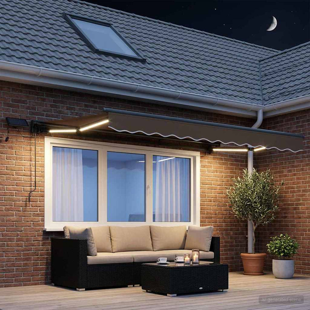 Rankinis markizės rėmas su LED Taupe 3 x 2 m