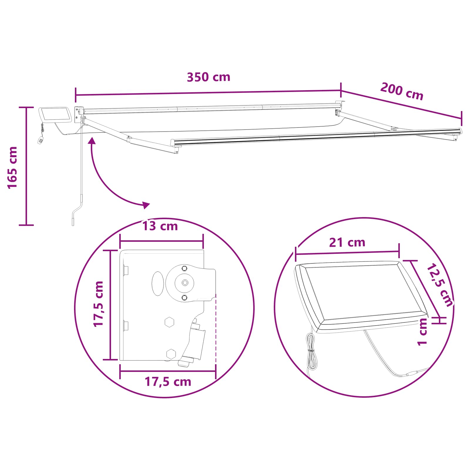 Rankinė ištraukiama markizė su LED Taupe