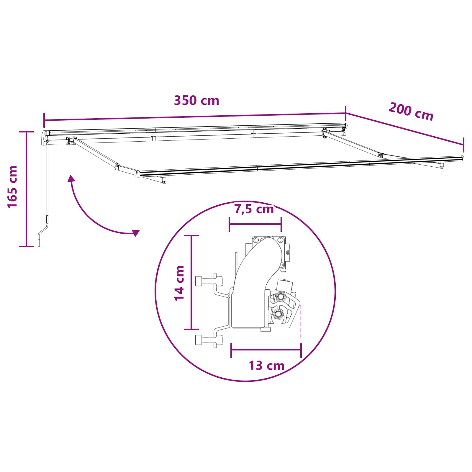 Ištraukiama markizė Smėlio 3,5 x 2 m audinys