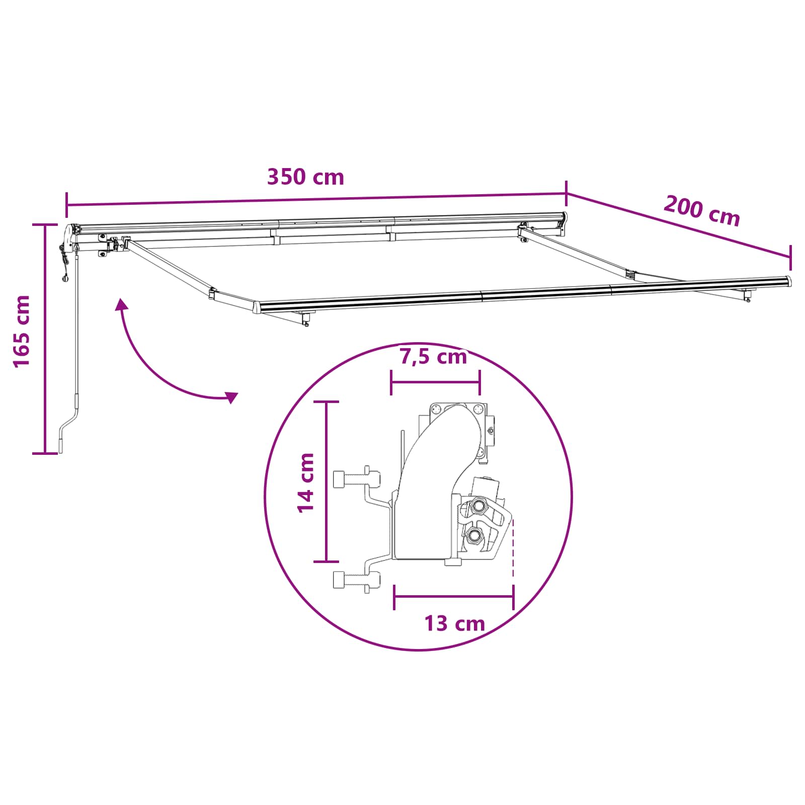 Ištraukiama markizė Smėlio 3,5 x 2 m audinys