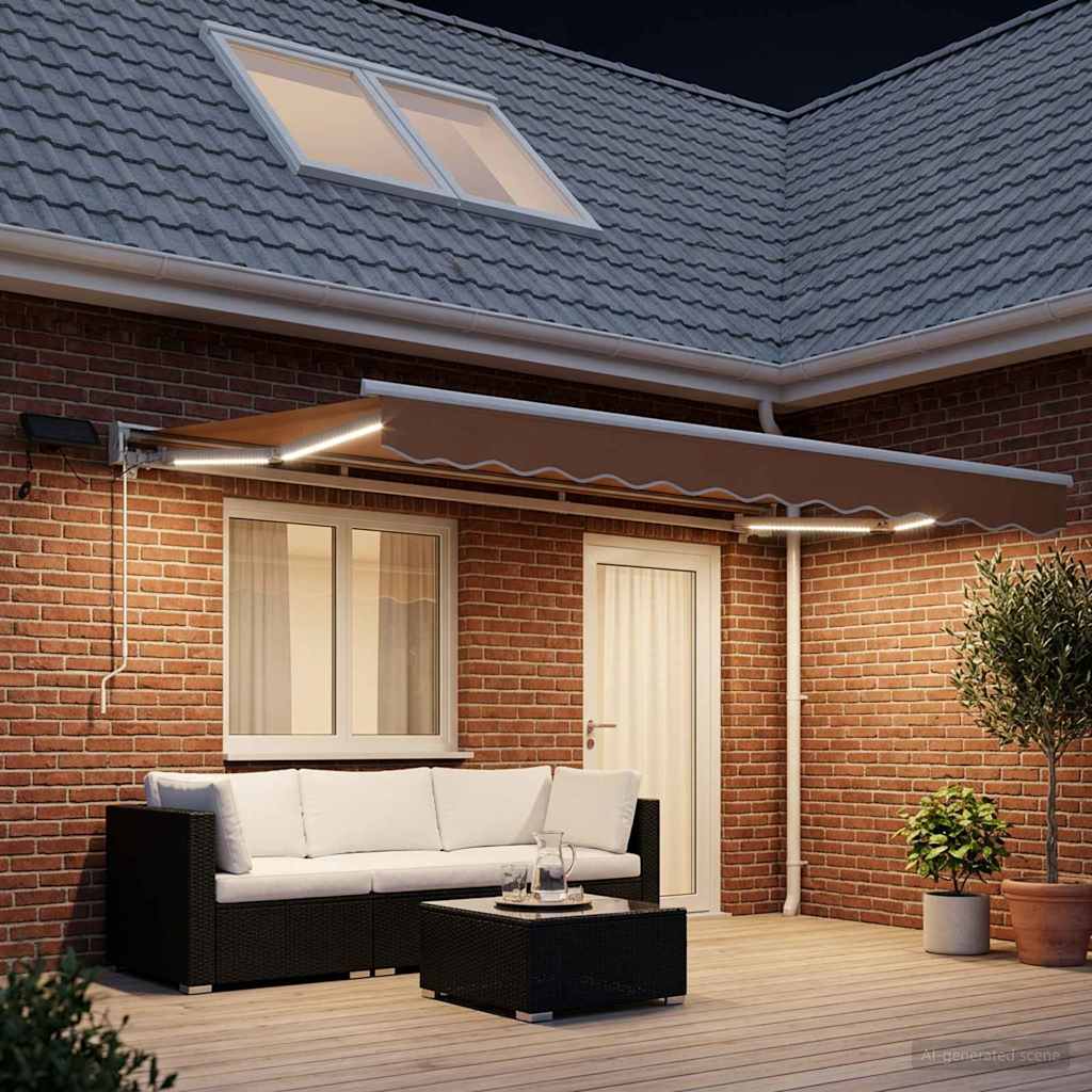 Rankinis markizės rėmas su LED Smėlio 4,5 × 3 m