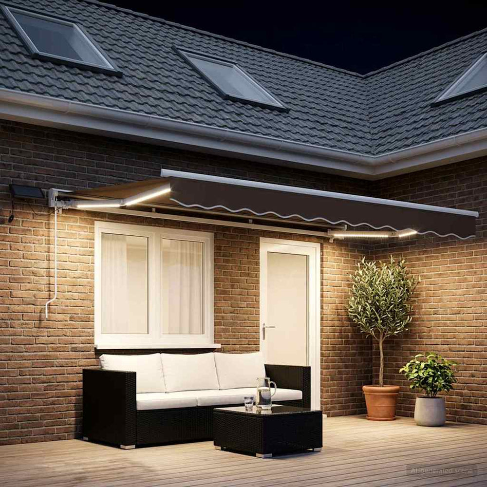 Rankinis markizės rėmas su LED Taupe 4,5 × 3 m