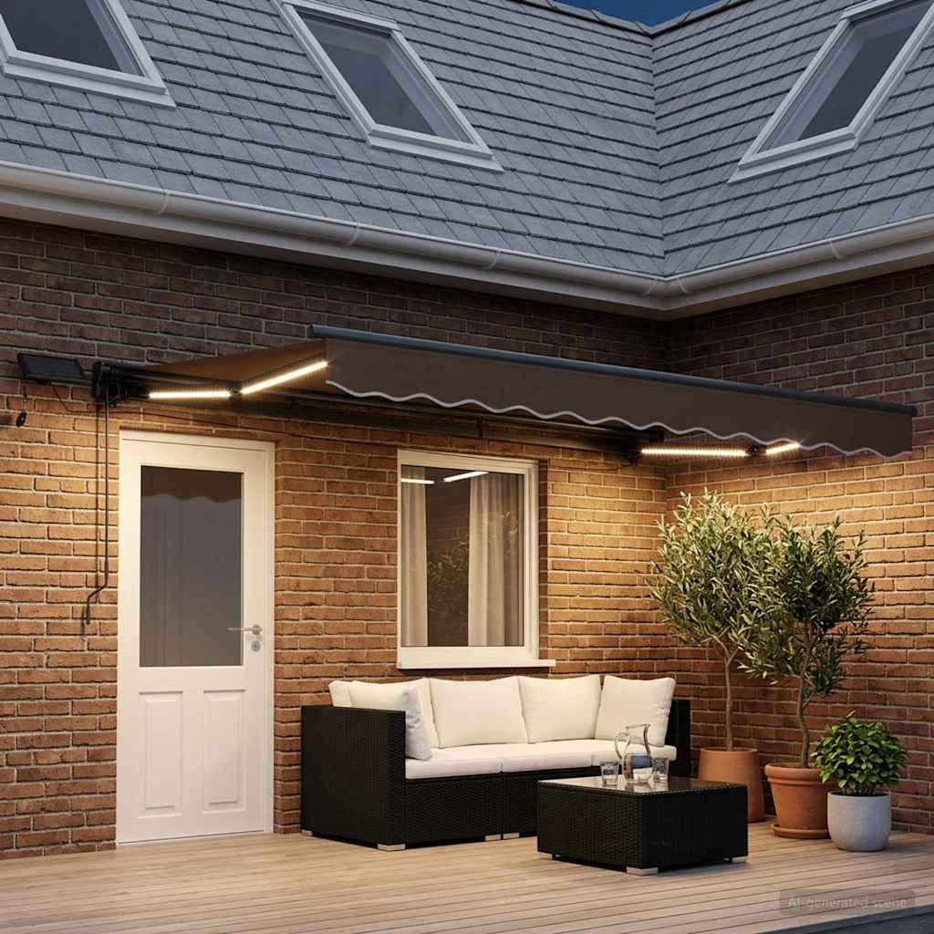 Rankinis markizės rėmas su LED Taupe 4 x 2 m