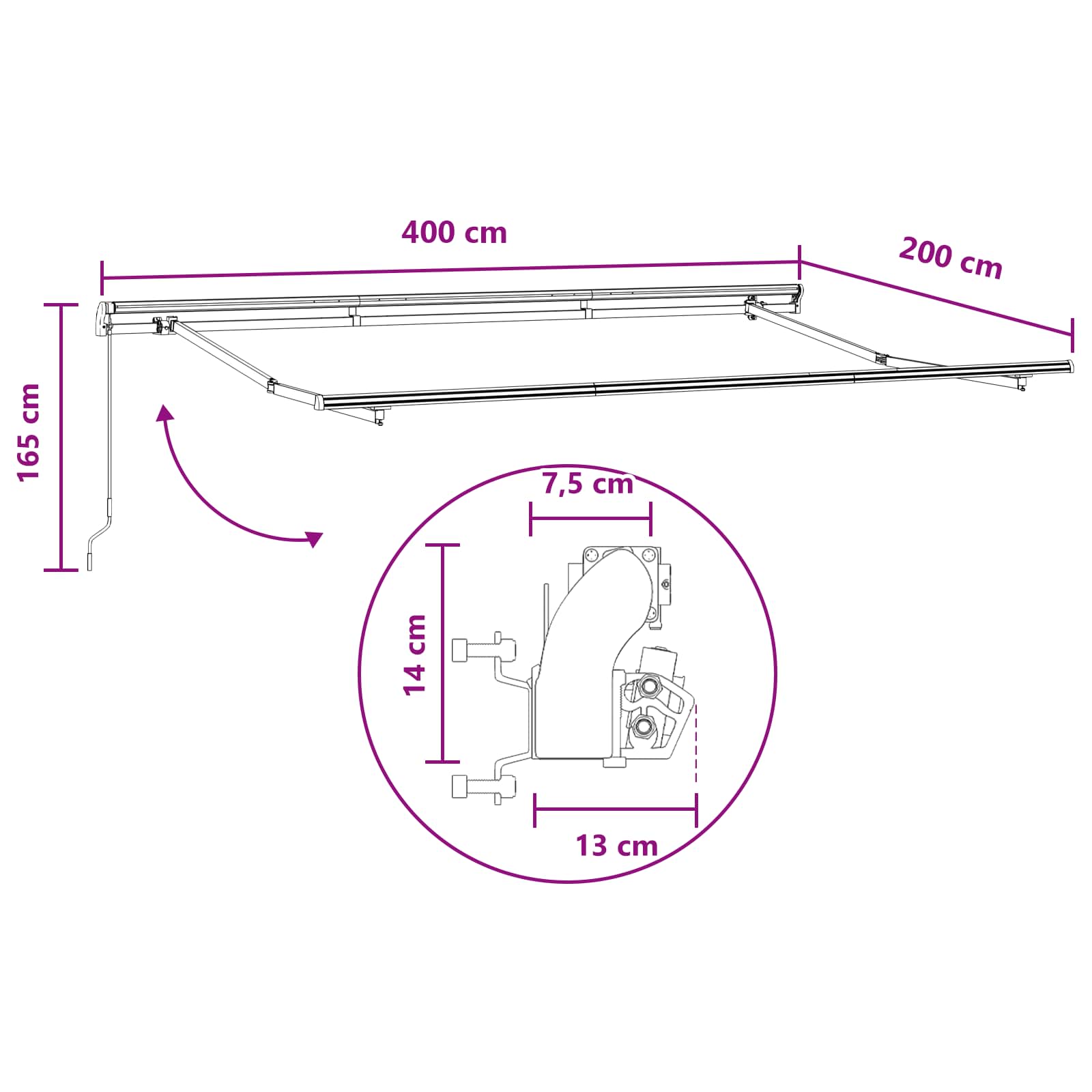 Ištraukiama markizė Smėlio 4 x 2 m audinys