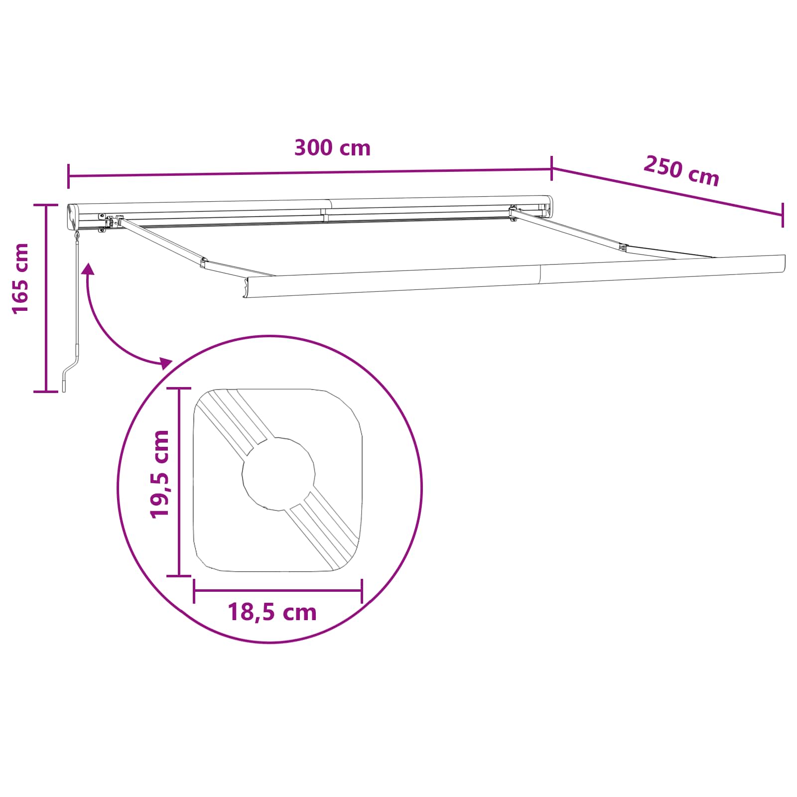 Ištraukiama markizė Smėlio 300 x 250 cm Audinys ir metalas