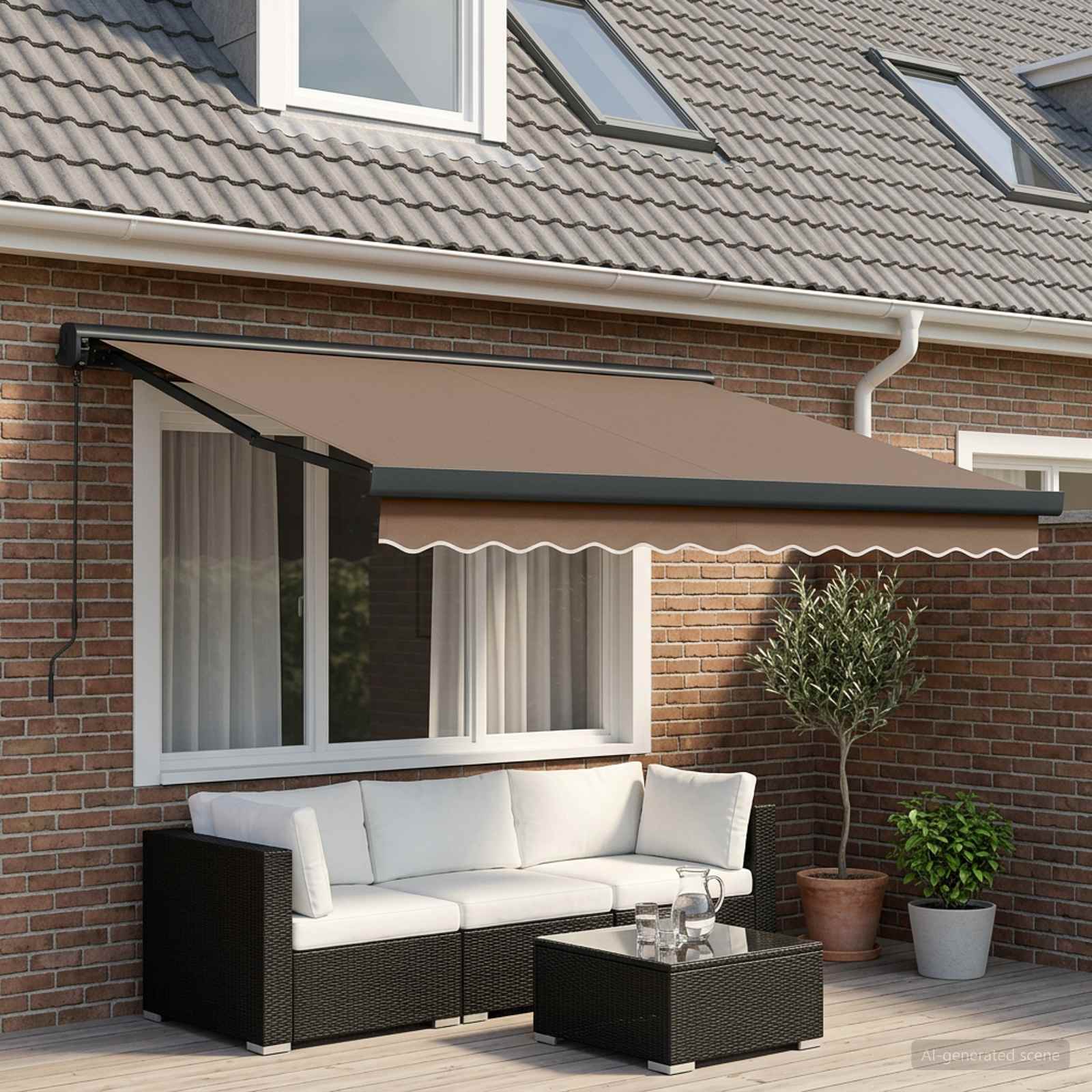 Ištraukiama markizė Taupe 300 x 250 cm Audinys ir metalas