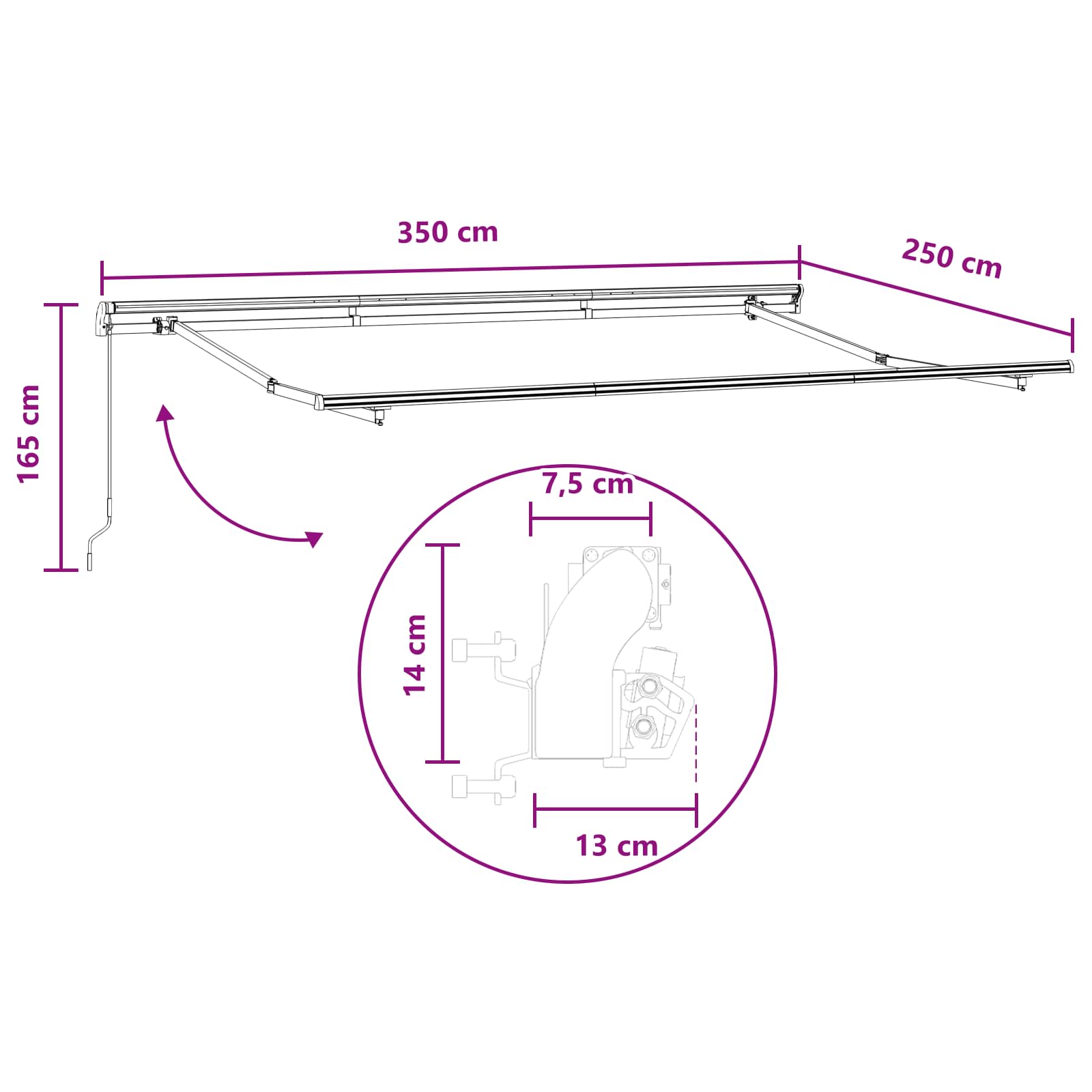 Ištraukiama markizė Taupe 350 x 250 cm Poliesteris ir aliuminis