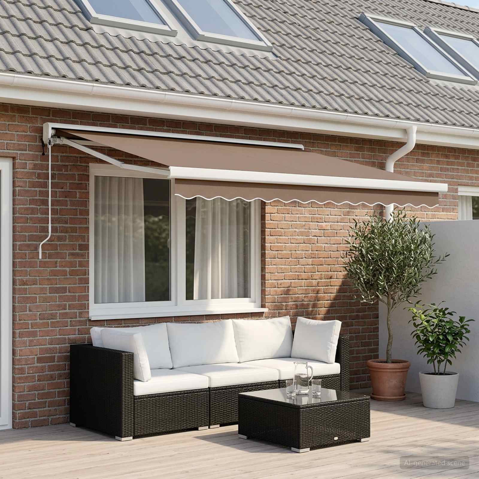 Ištraukiama markizė Taupe 350 x 250 cm Audinys ir metalas