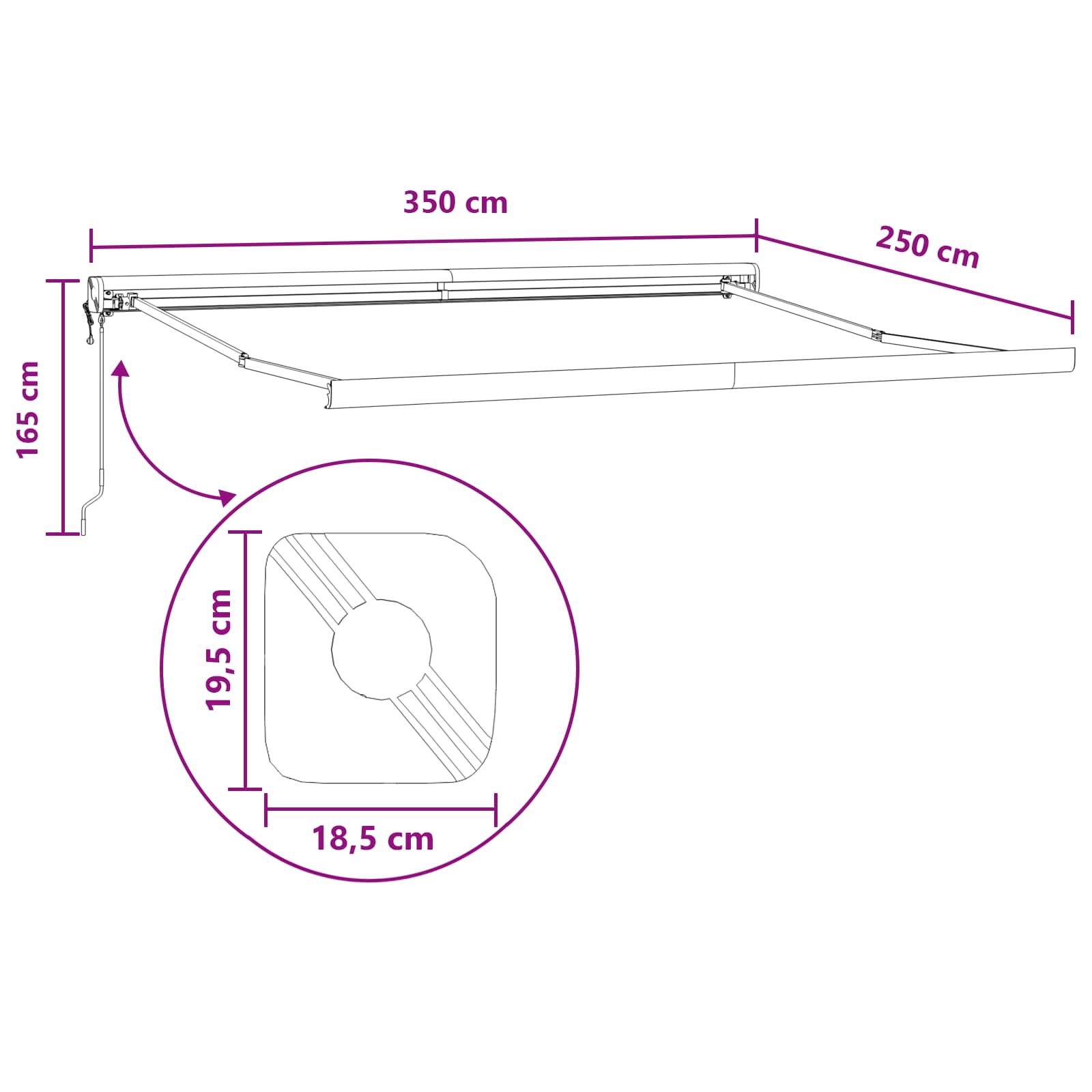 Ištraukiama markizė Taupe 350 x 250 cm Audinys ir metalas
