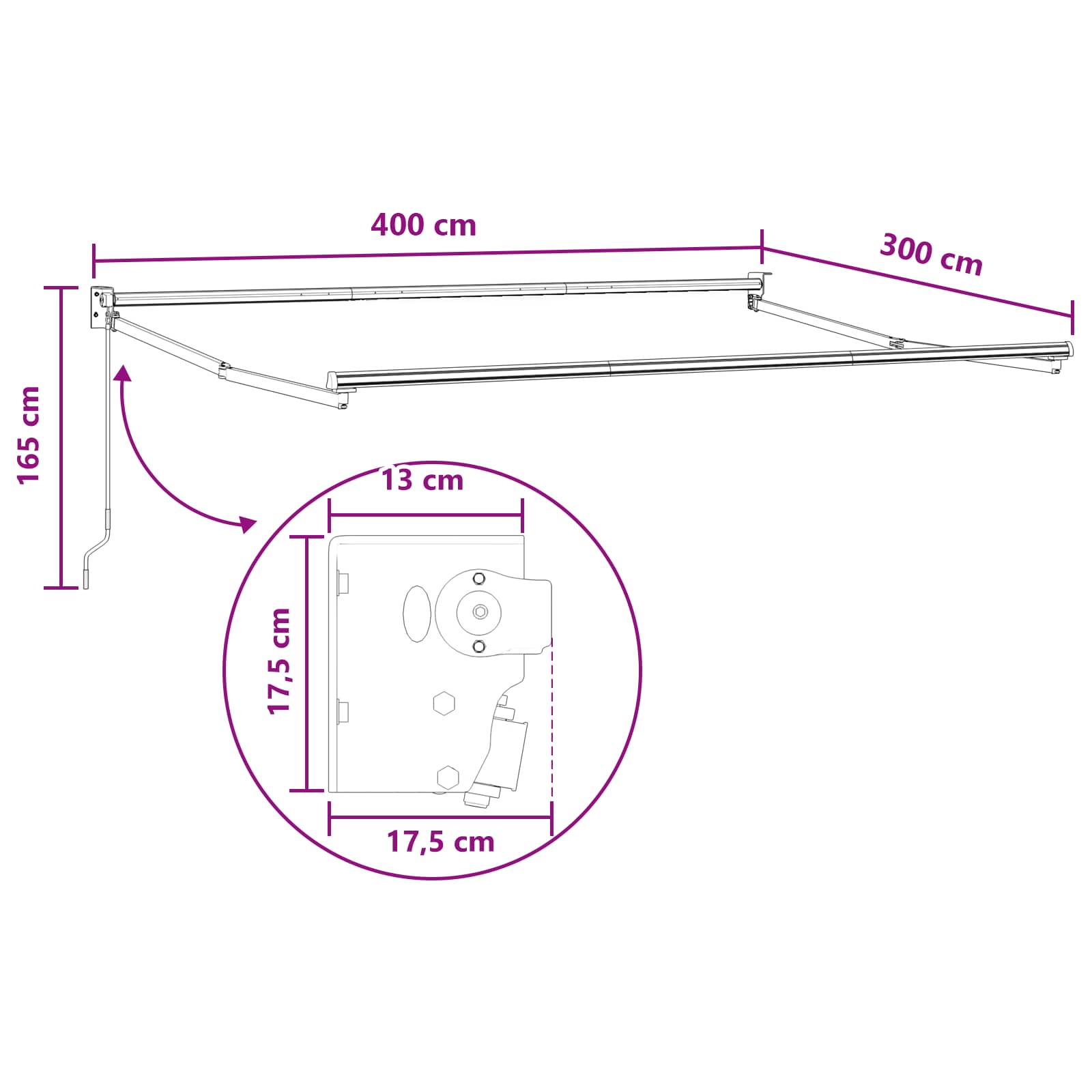 Ištraukiama markizė Taupe 4 × 3 m 100% Poliesteris ir Aliuminis