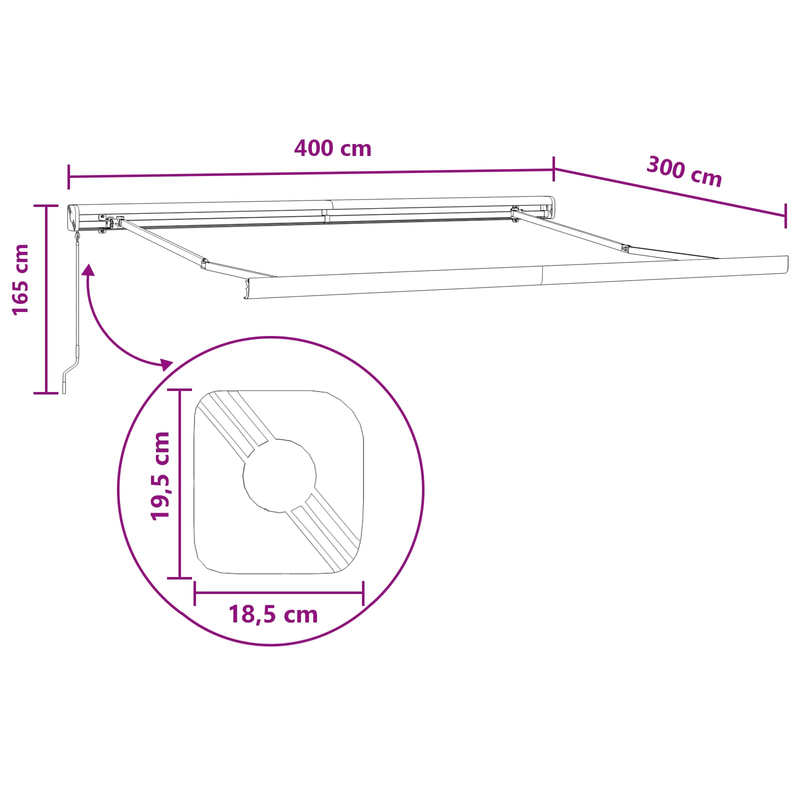 Ištraukiama markizė Smėlio 400 × 300 cm Audinys ir metalas