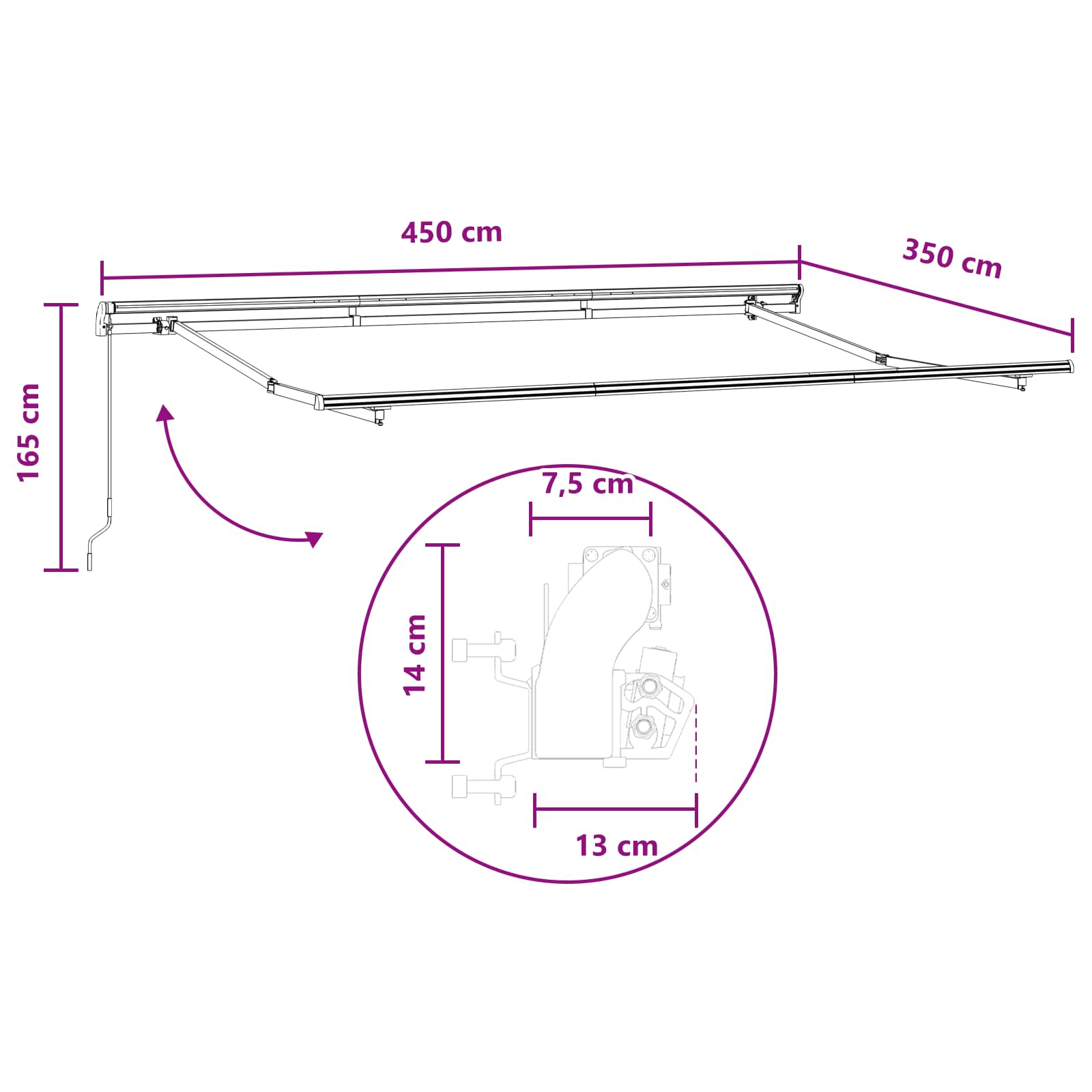 Ištraukiama markizė Smėlio 450 × 350 cm Poliesteris ir plienas