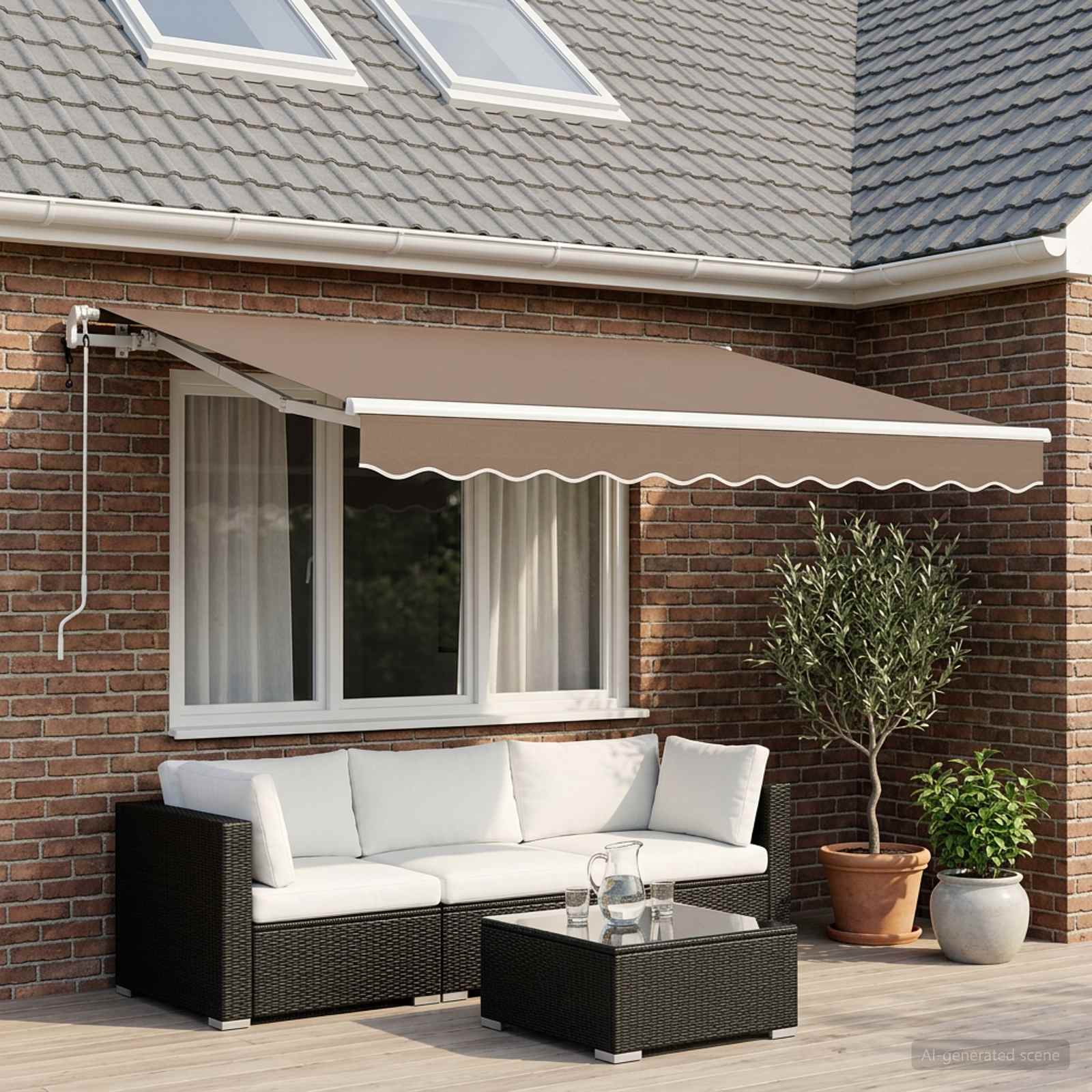 Ištraukiama markizė Taupe 500 × 300 cm Poliesteris ir Metalas