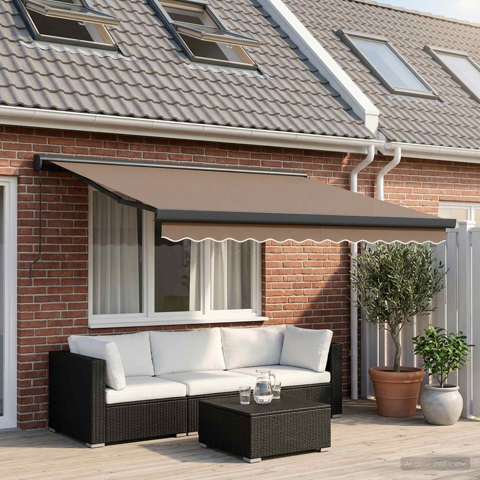 Ištraukiama markizė Taupe 500 × 300 cm Audinys ir metalas