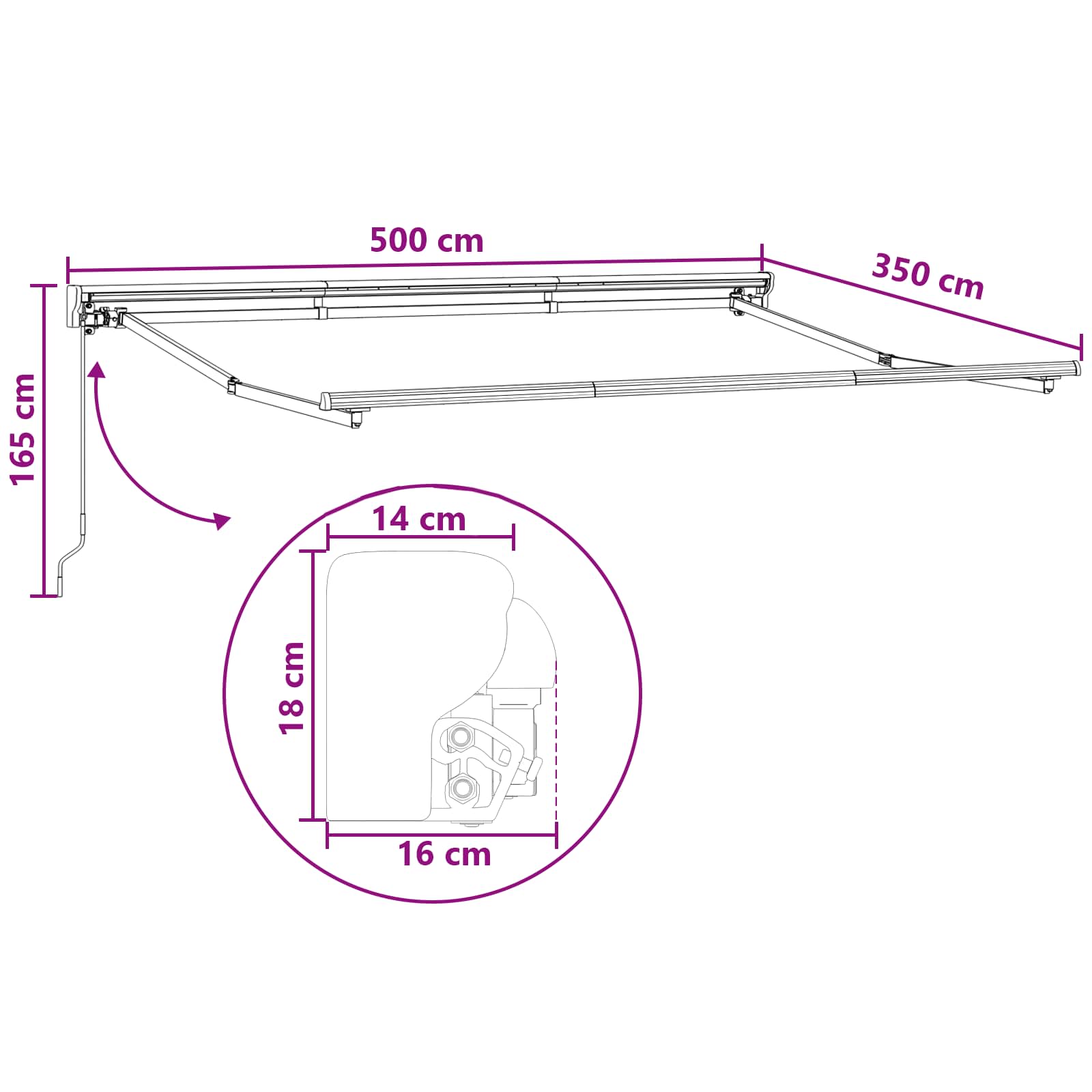 Rankinė sulankstoma markizė Smėlio 5 × 3,5 m