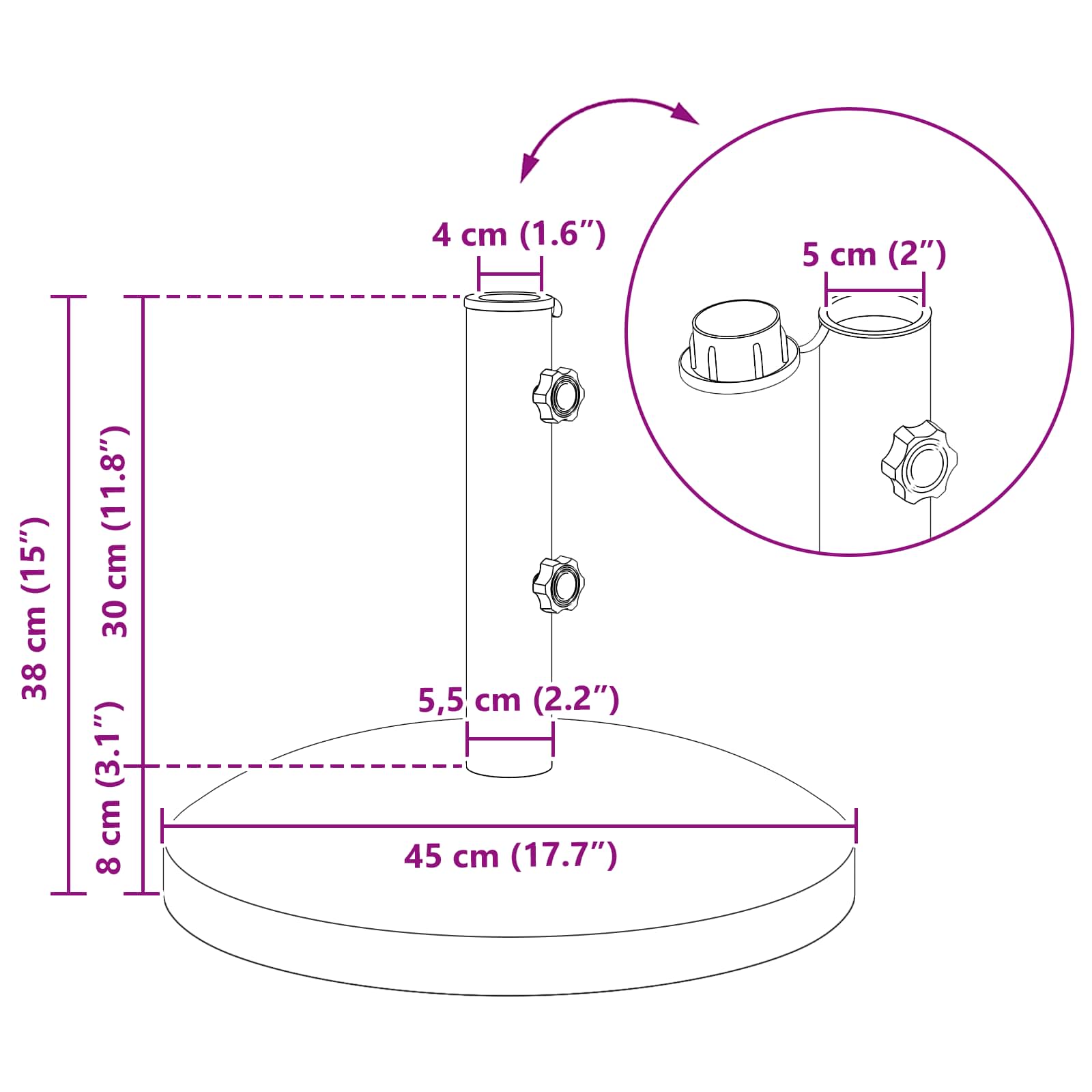 Parasolų pagrindas 40-50 mm stiebui 26.45 kg Pilka