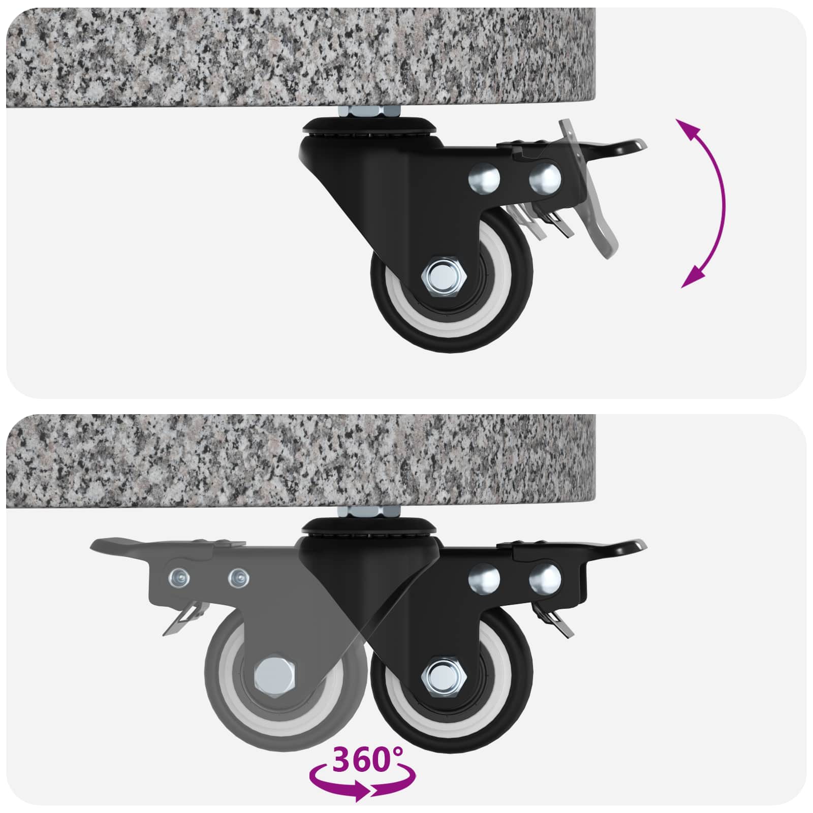 Granito skėčio stovas su ratais 4-5 cm stulpui 27.2 kg Pilka