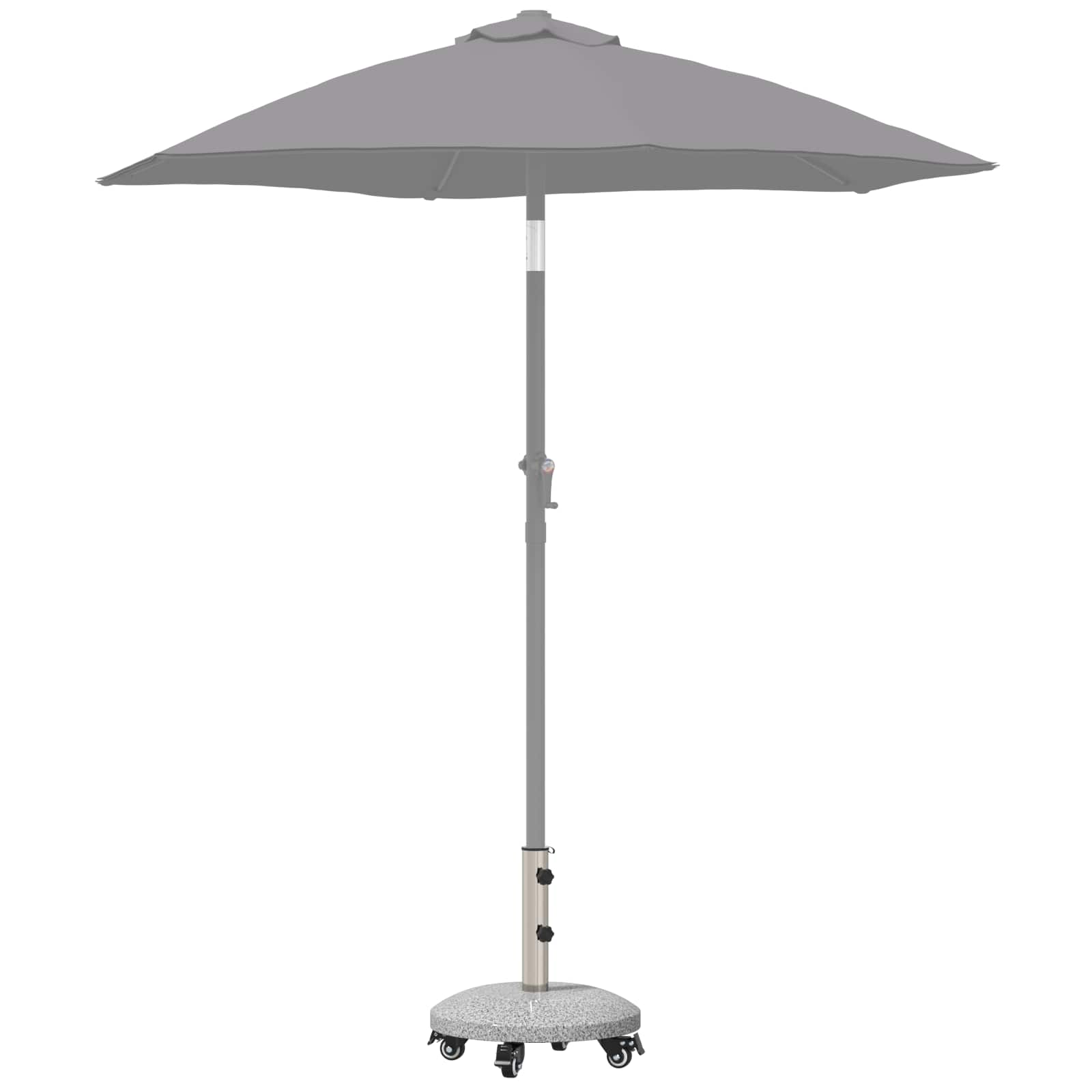 Granito skėčio stovas su ratais 4-5 cm stulpui 27.2 kg Pilka