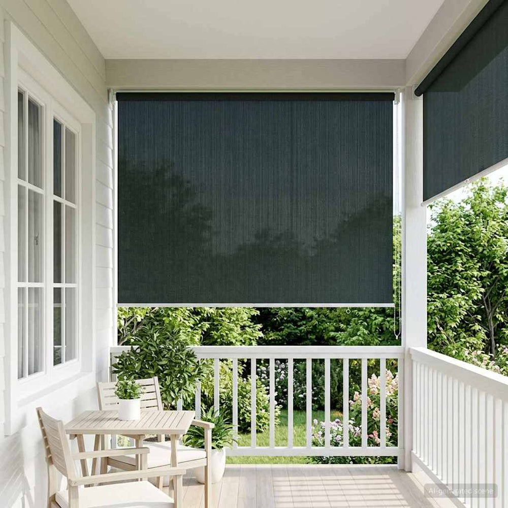 Lauko roletai 90% UV blokavimui Tamsiai žalia 140 x 140 cm HDPE