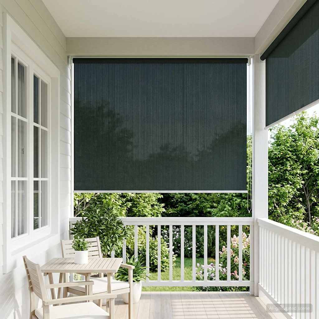 Lauko roletai 90% UV blokavimui Tamsiai žalia 140 x 140 cm HDPE